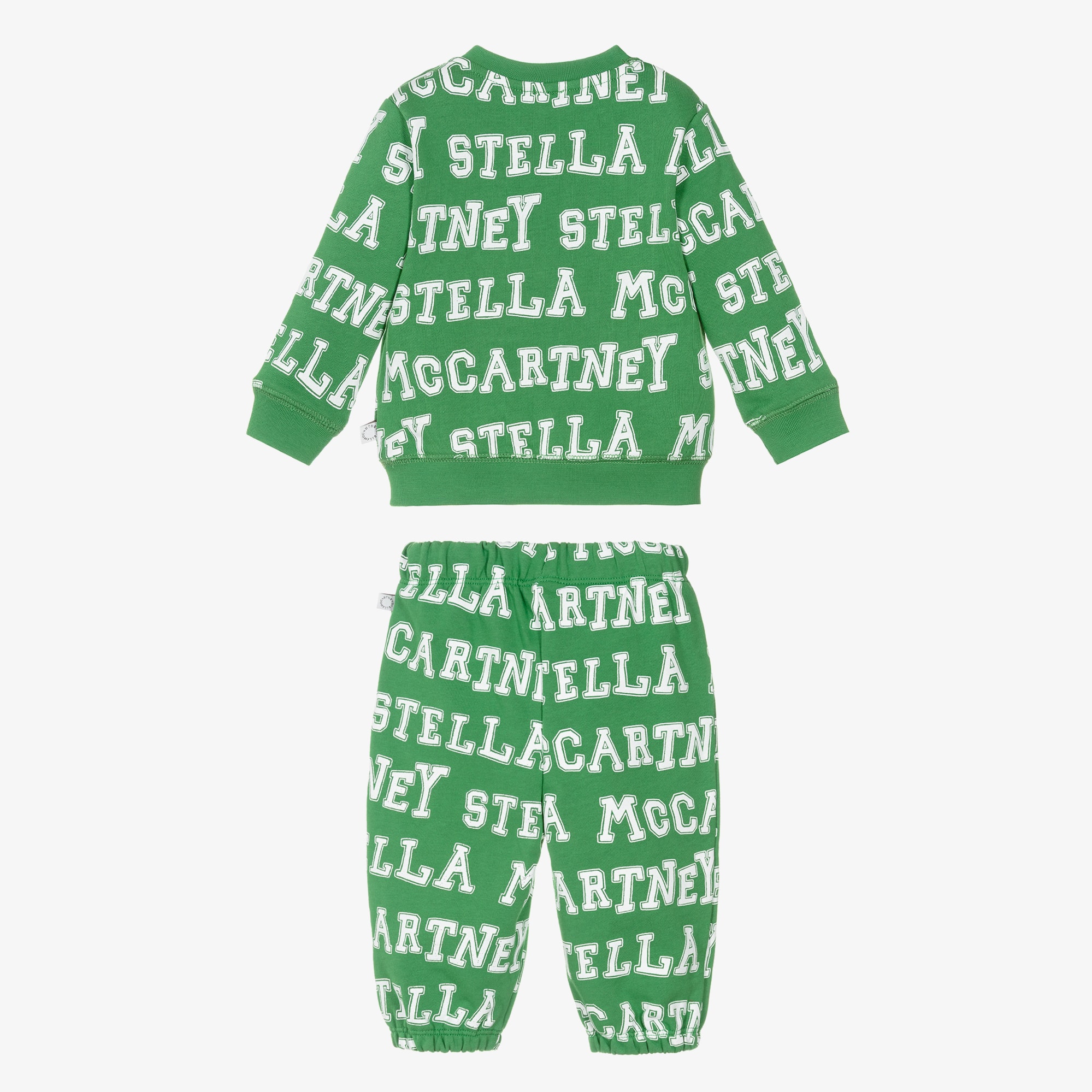 Boys Green Cotton Logo Tracksuit - View 3