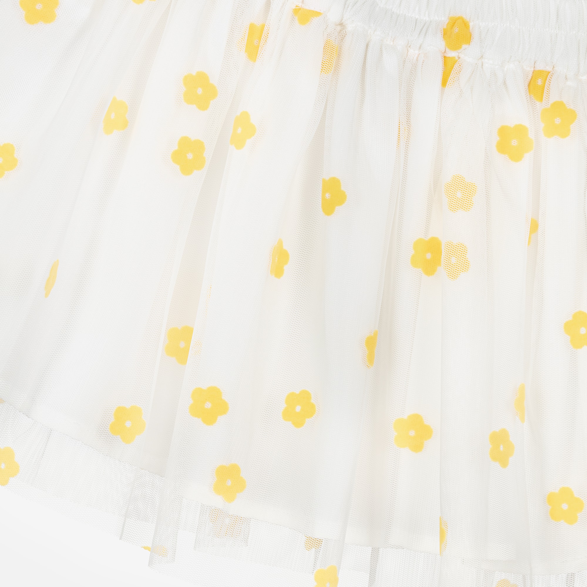 Girls Ivory Tulle Skirt with Yellow Flowers - View 3