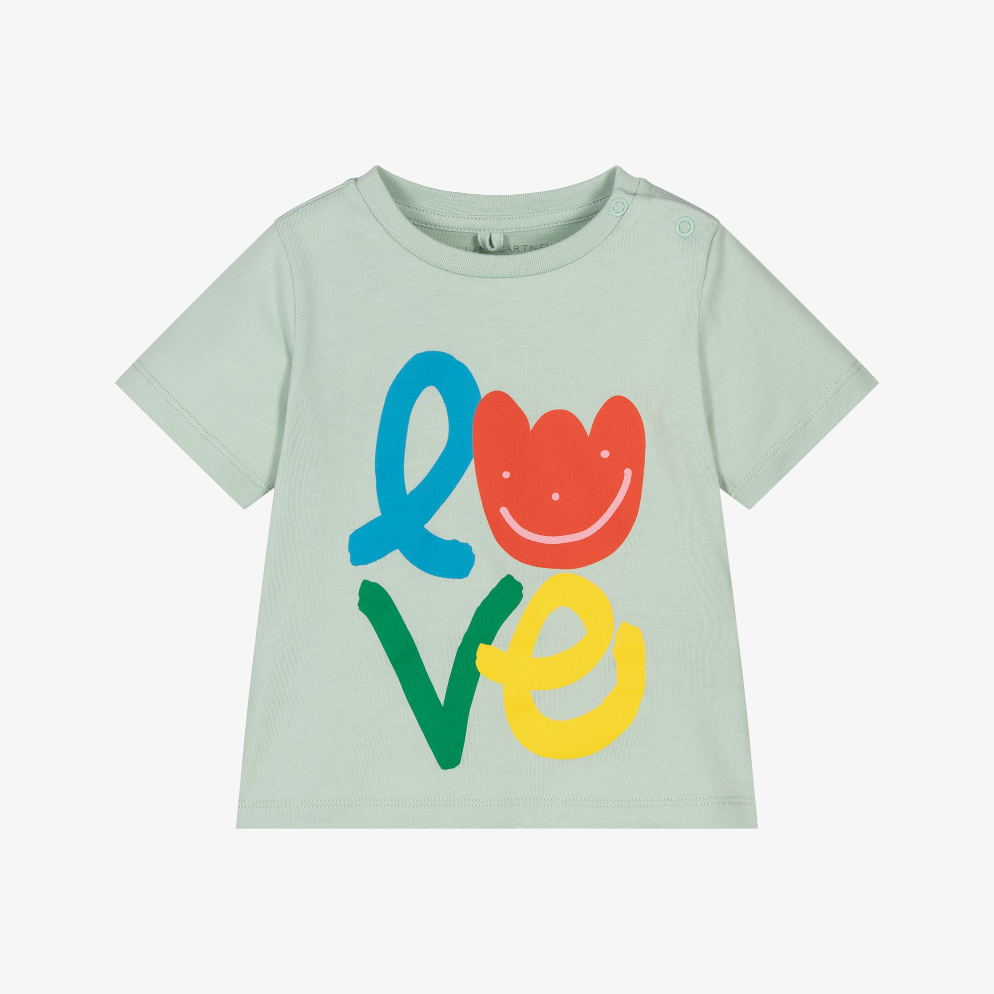 Girls Mint Green Love Print Cotton T-Shirt - View 1