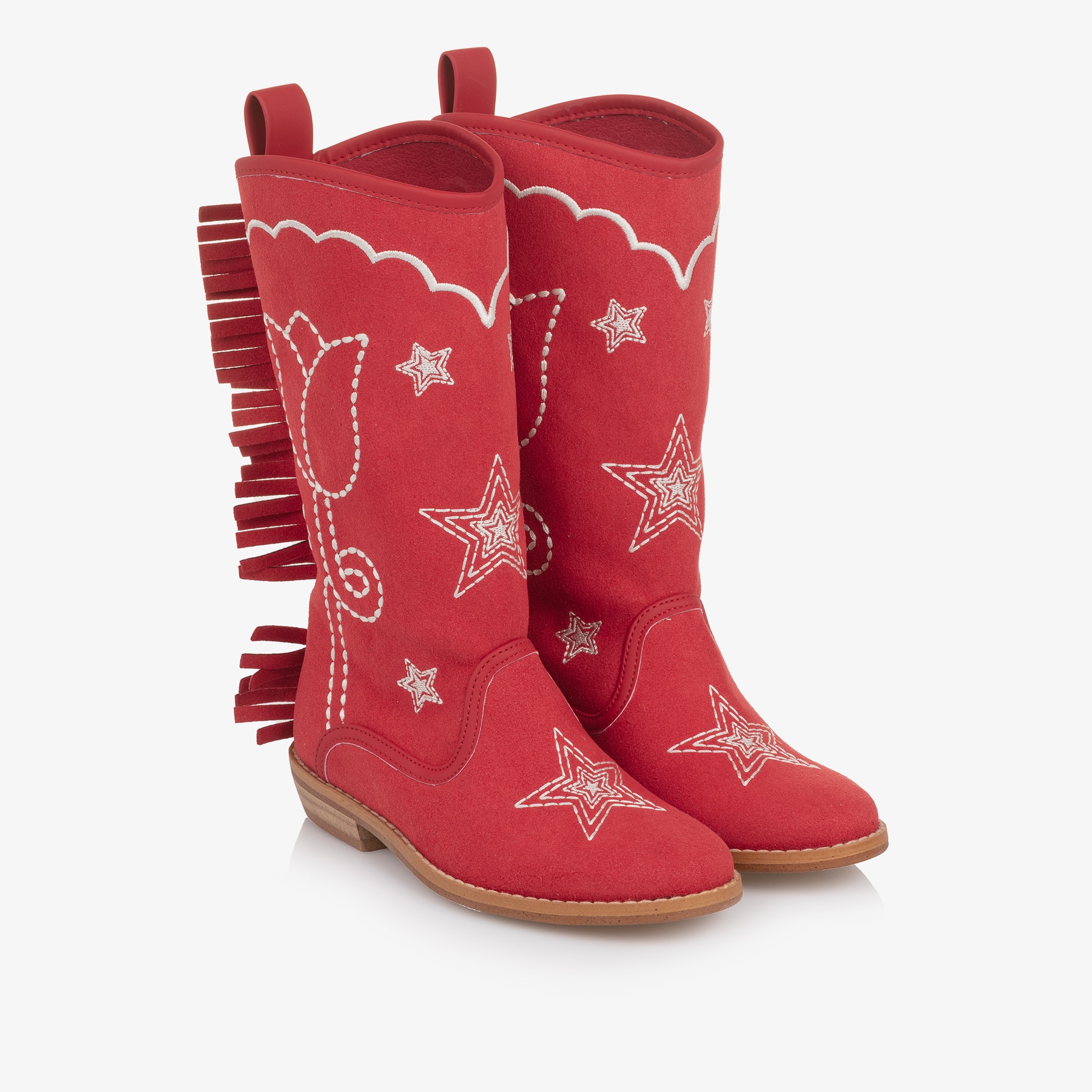 Girls Red Embroidered Cowboy Boots - View 1