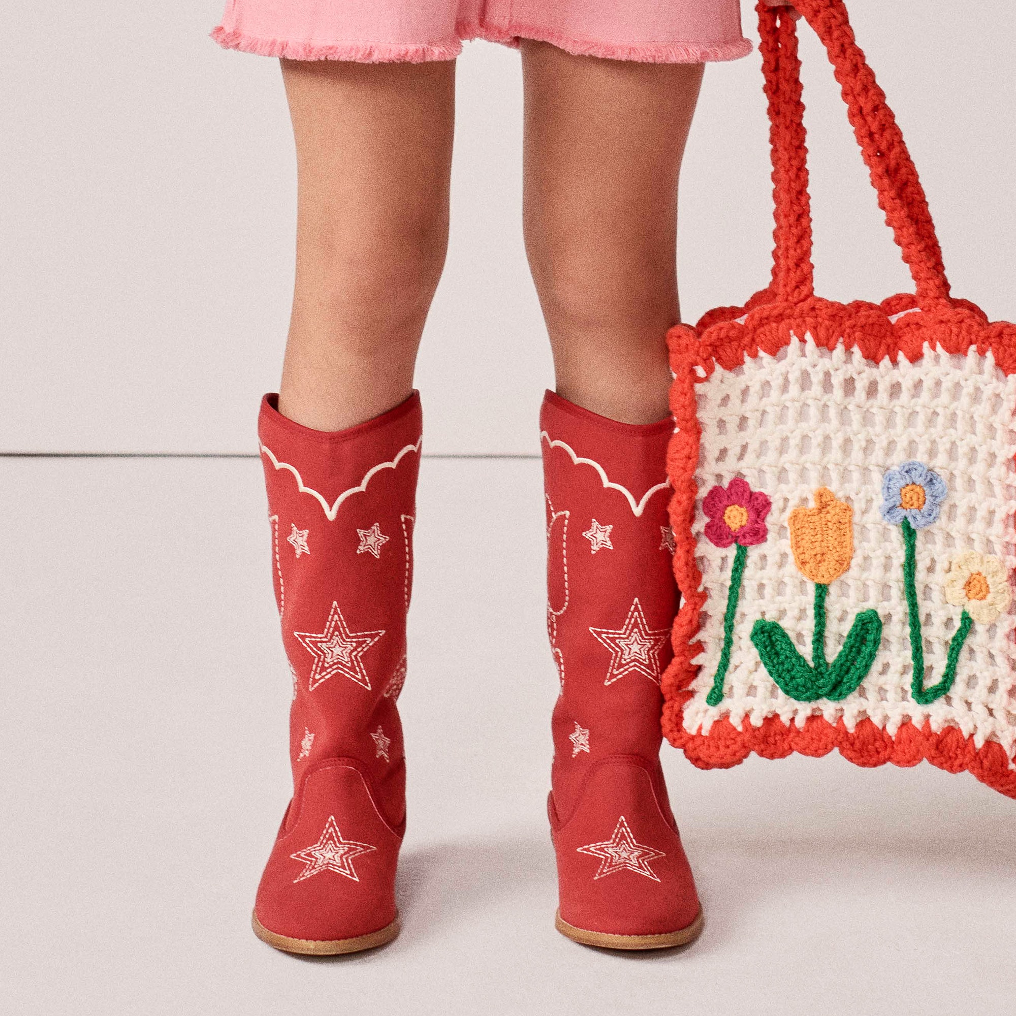 Girls Red Embroidered Cowboy Boots - View 2