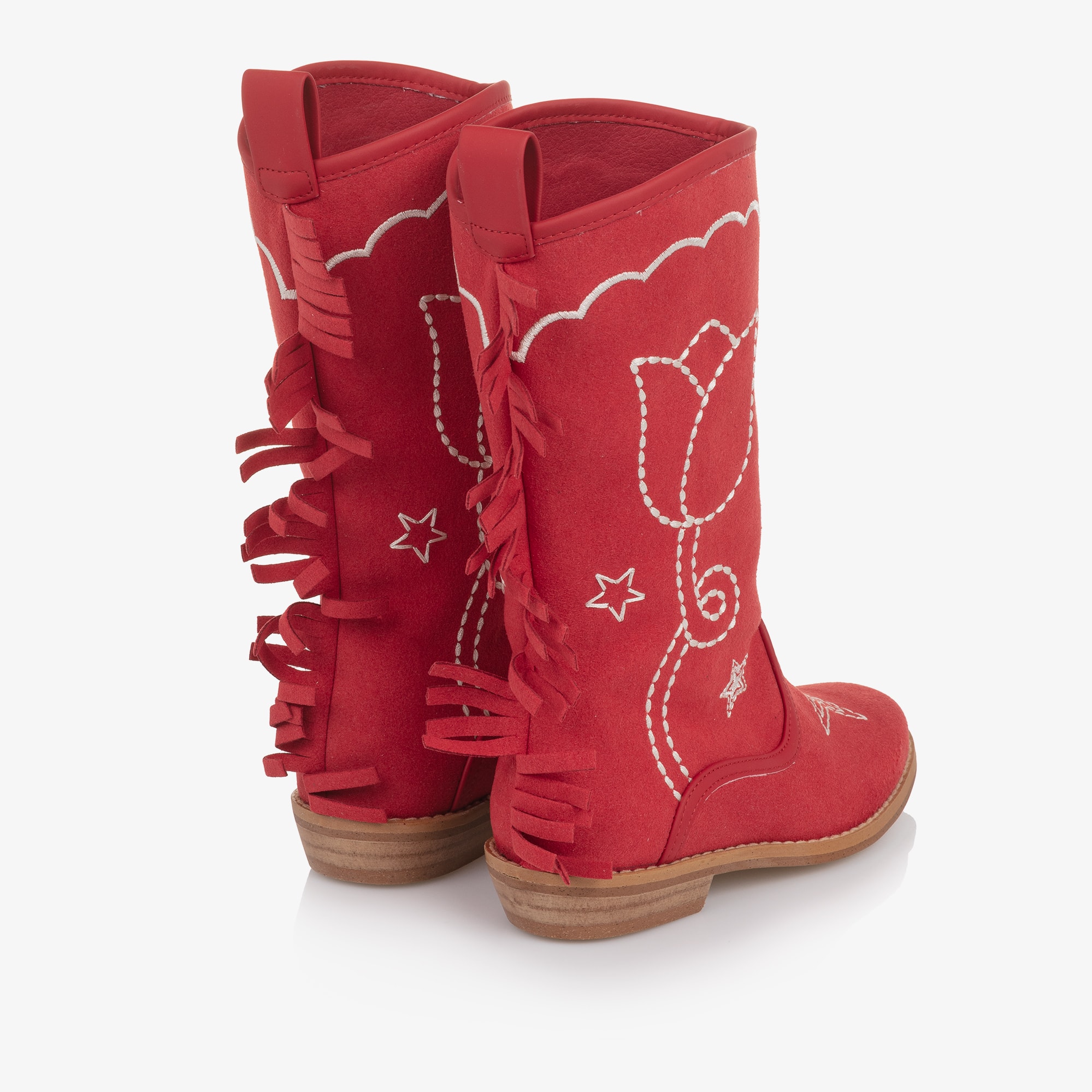 Girls Red Embroidered Cowboy Boots - View 3