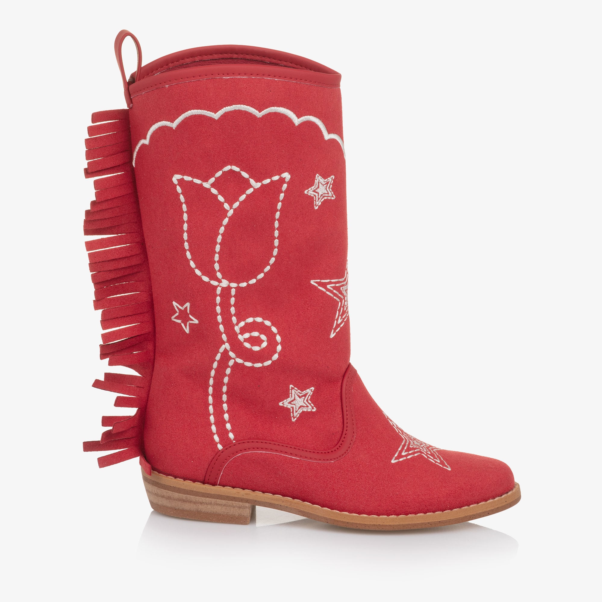 Girls Red Embroidered Cowboy Boots - View 5