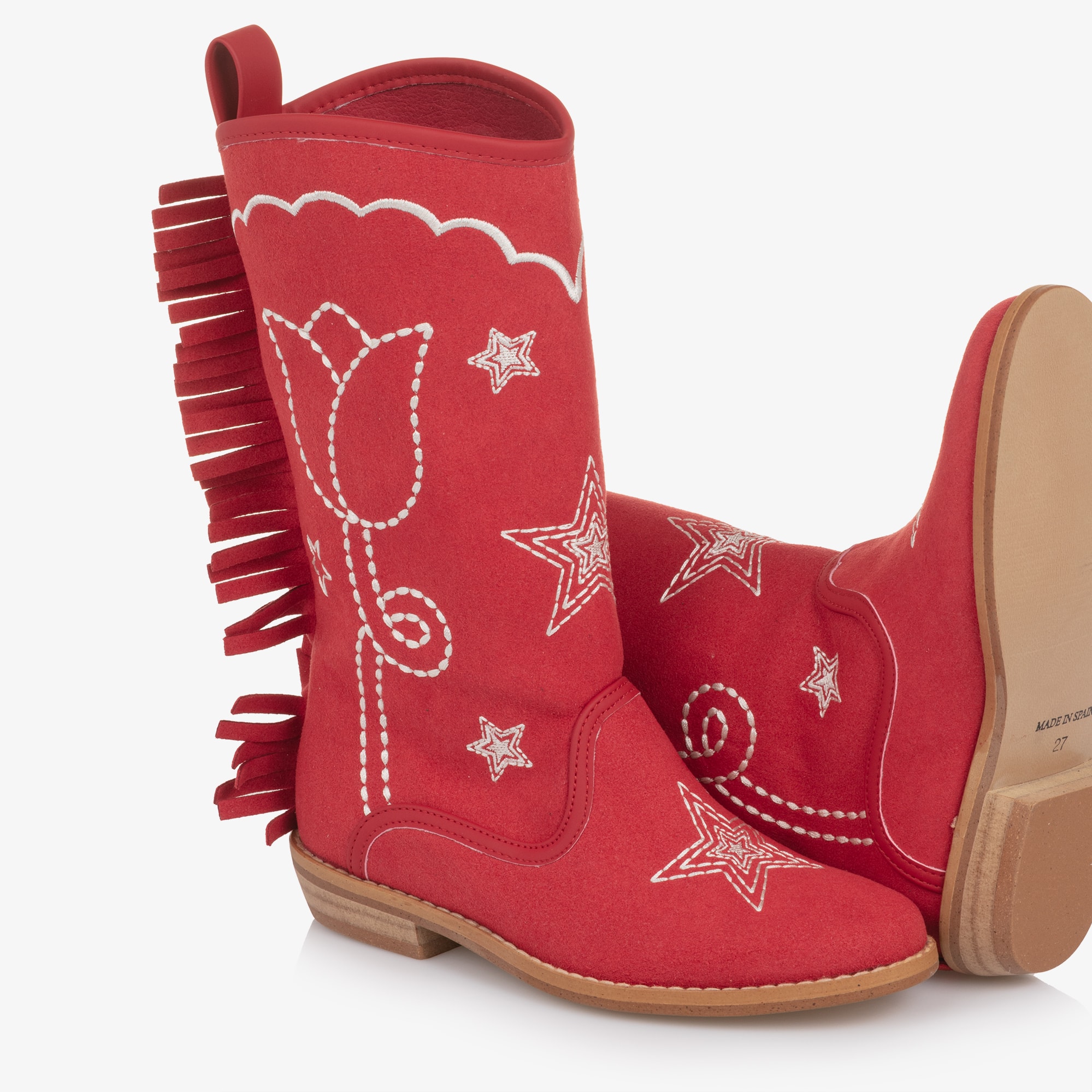 Girls Red Embroidered Cowboy Boots - View 6