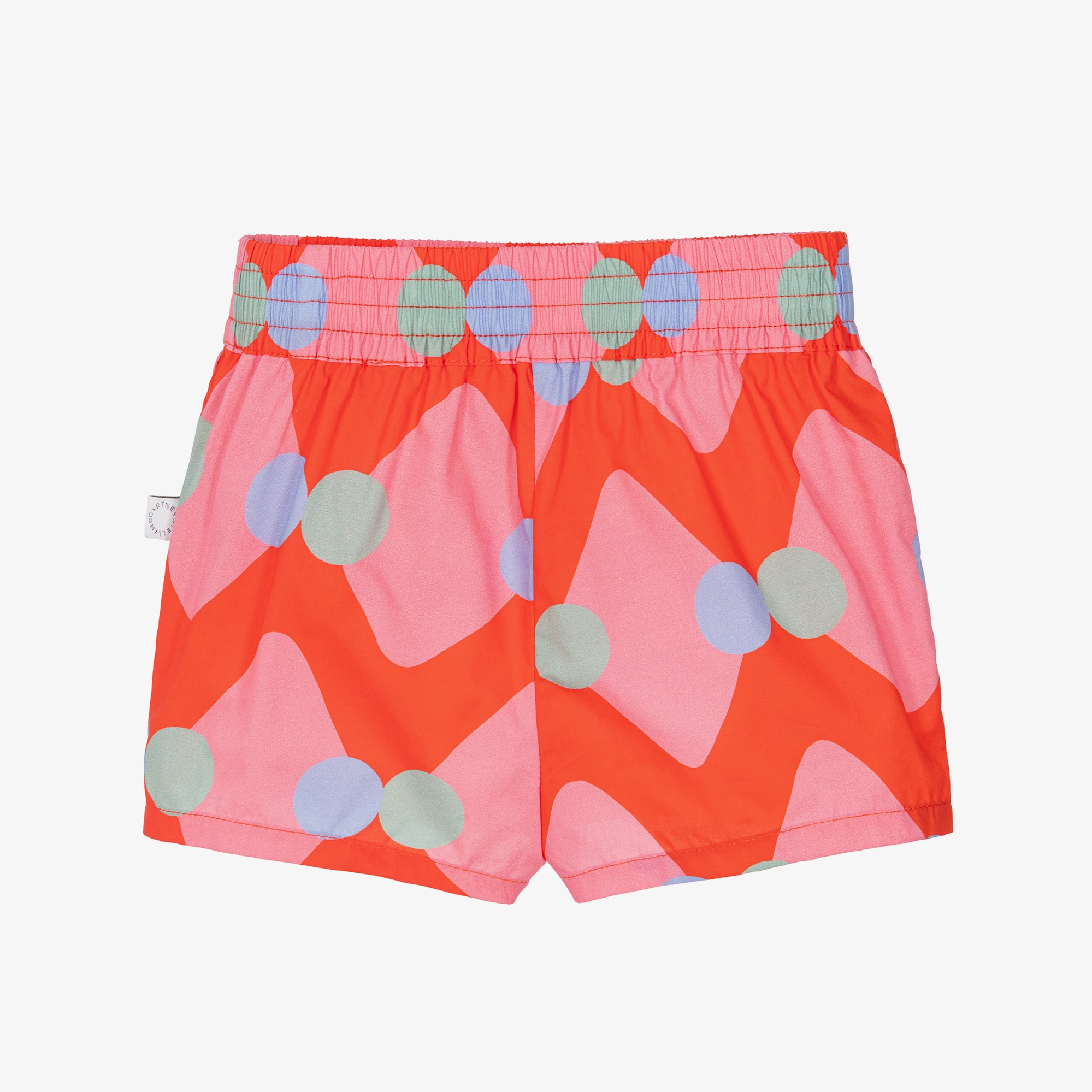 Girls Red & Pink Cotton Shorts with Diamond & Dot Pattern - View 2