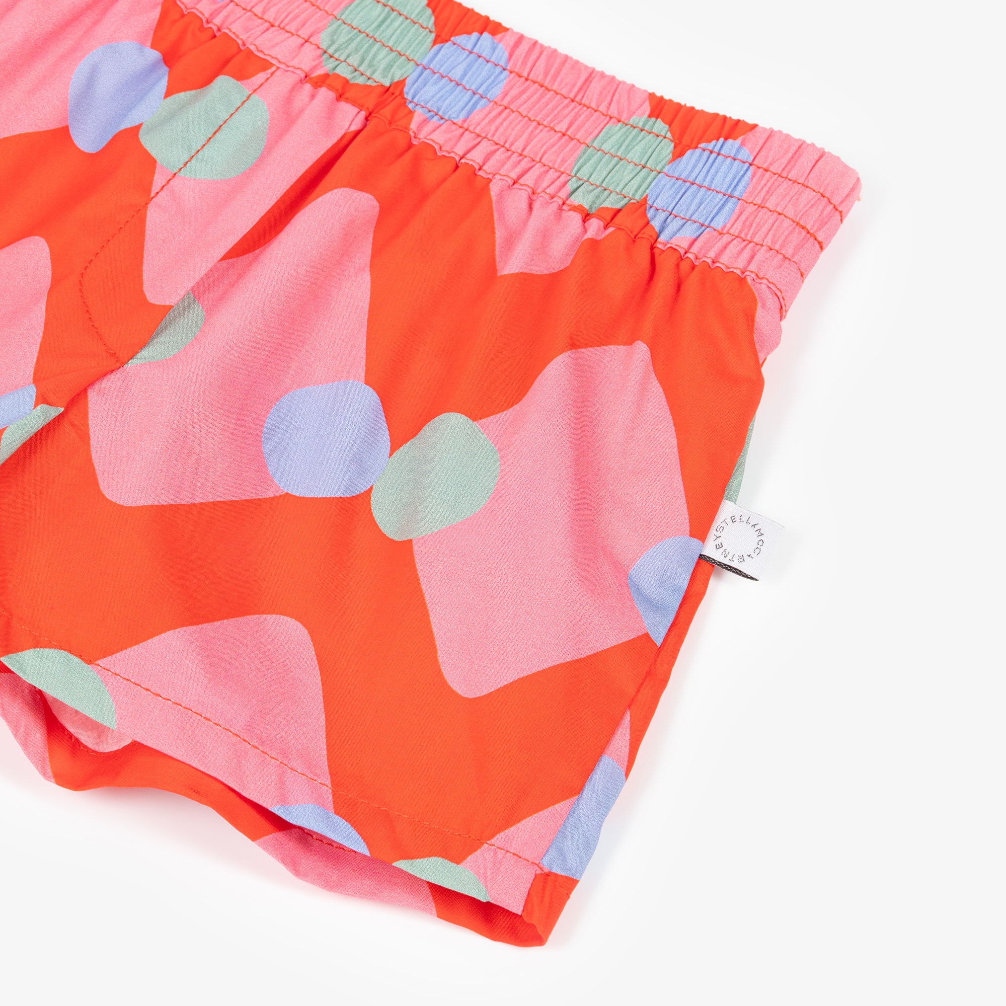 Girls Red & Pink Cotton Shorts with Diamond & Dot Pattern - View 3