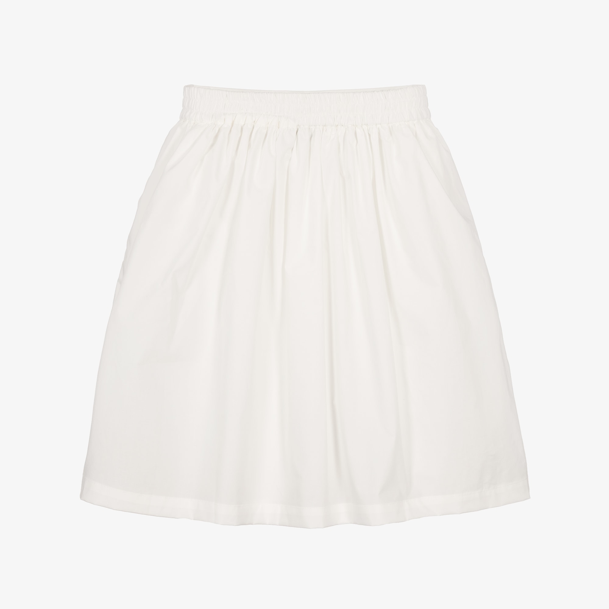 Girls White Cotton Skirt with Scalloped Trims - View 2