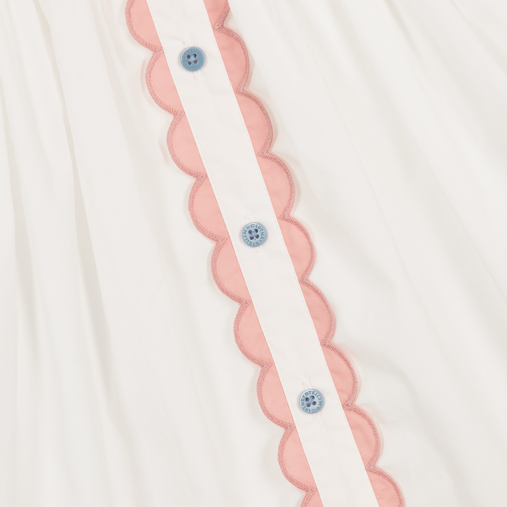 Girls White Cotton Skirt with Scalloped Trims - View 3