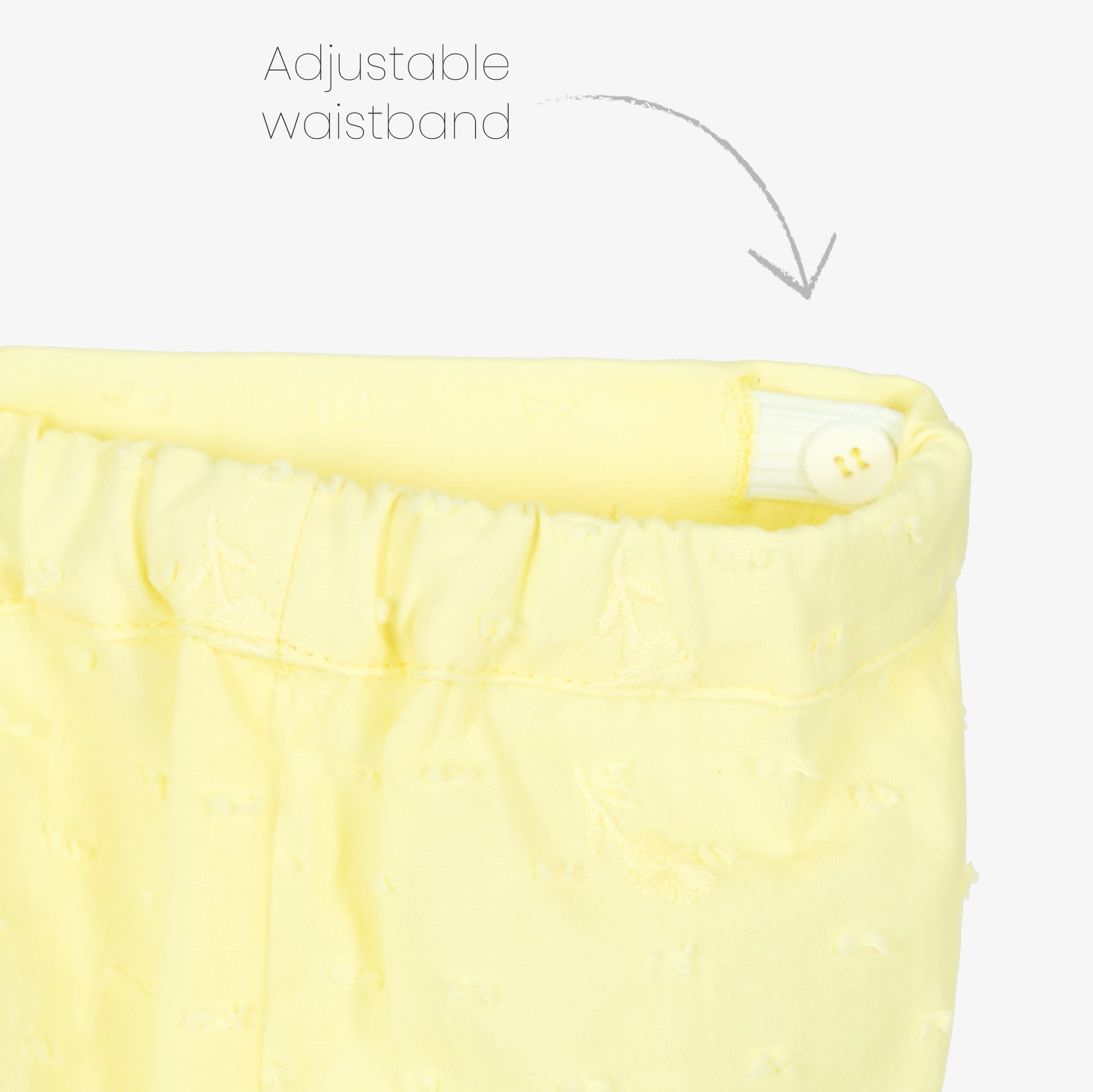 Baby Girls Embroidered Yellow Plumetis Cotton Shorts Set - View 4