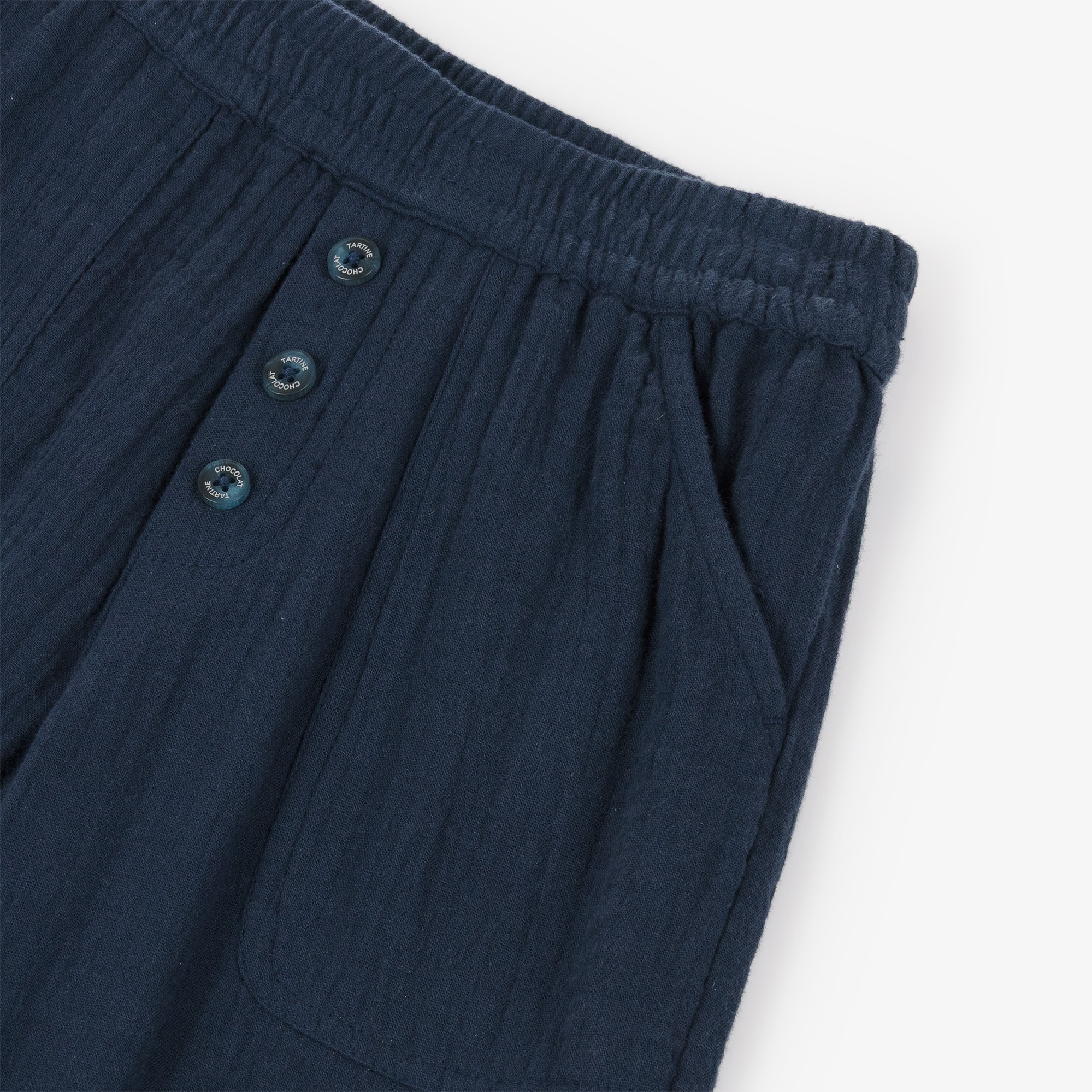 Boys Navy Blue Cotton Muslin Trousers - View 4
