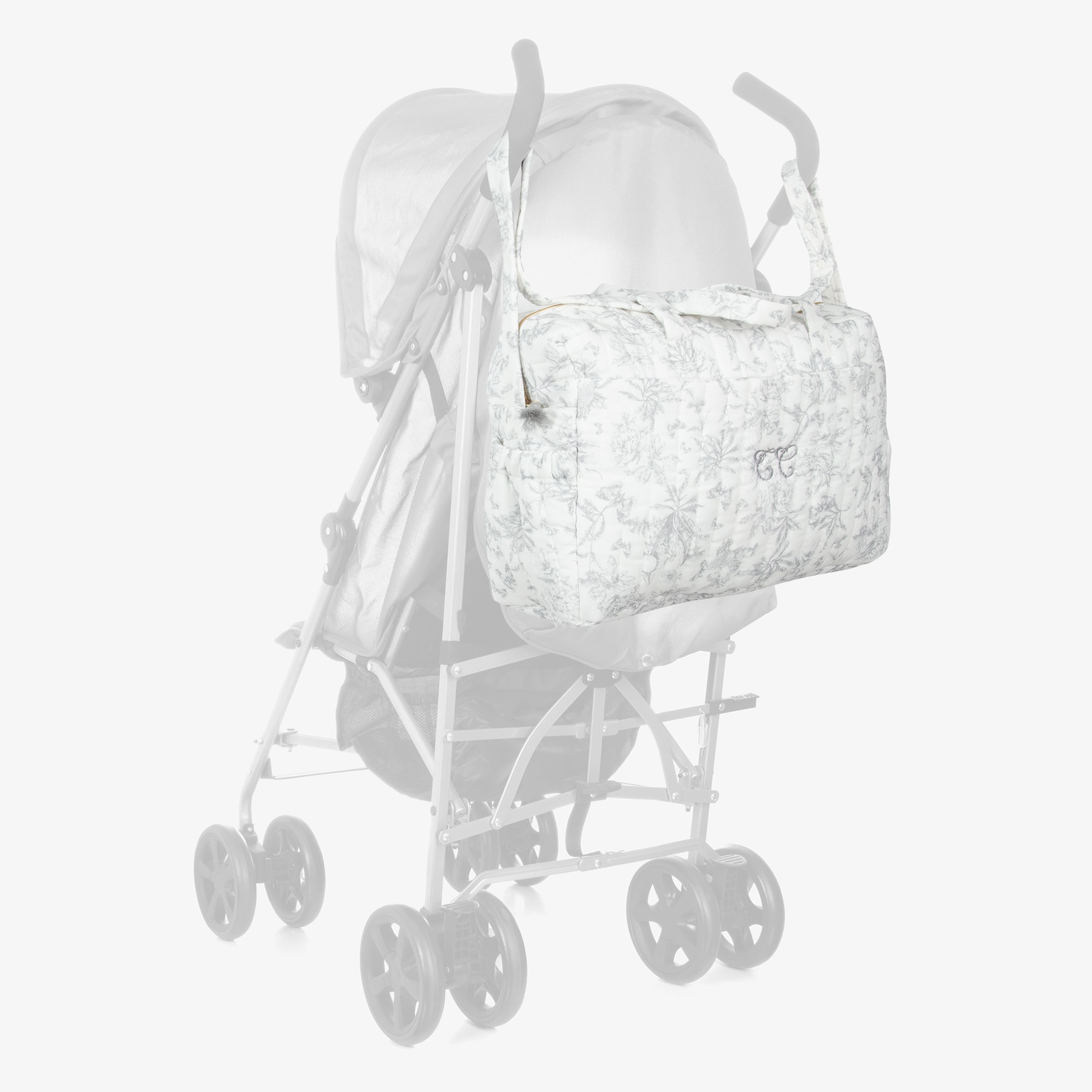 Grey Toile De Jouy Changing Bag (41cm) - View 2