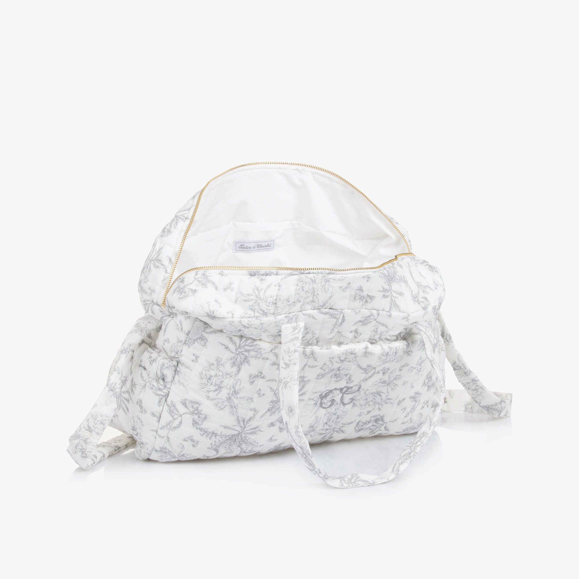 Grey Toile De Jouy Changing Bag (41cm) - View 5