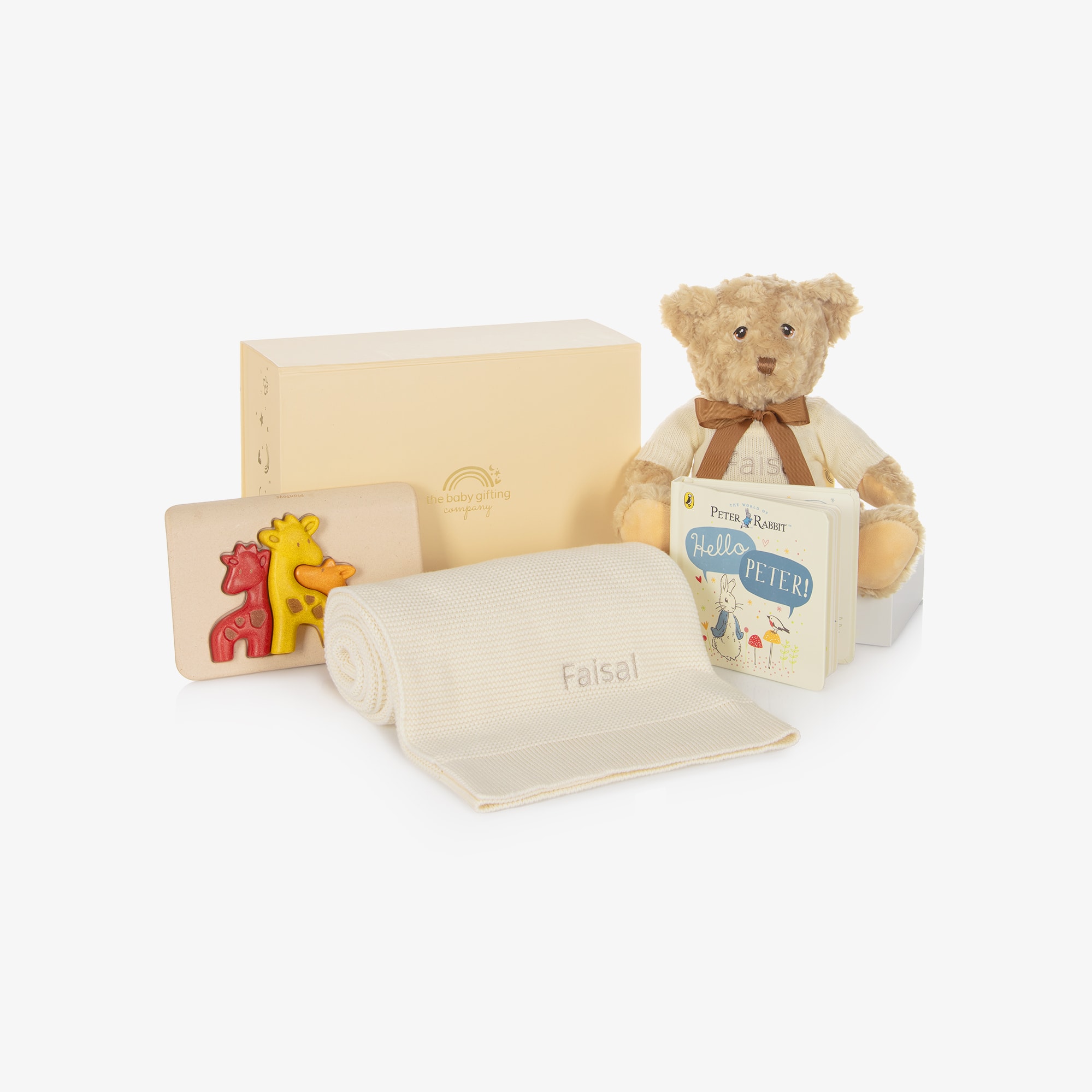 Ivory Cuddle, Play & Read Personalised Baby Gift Set - View 1