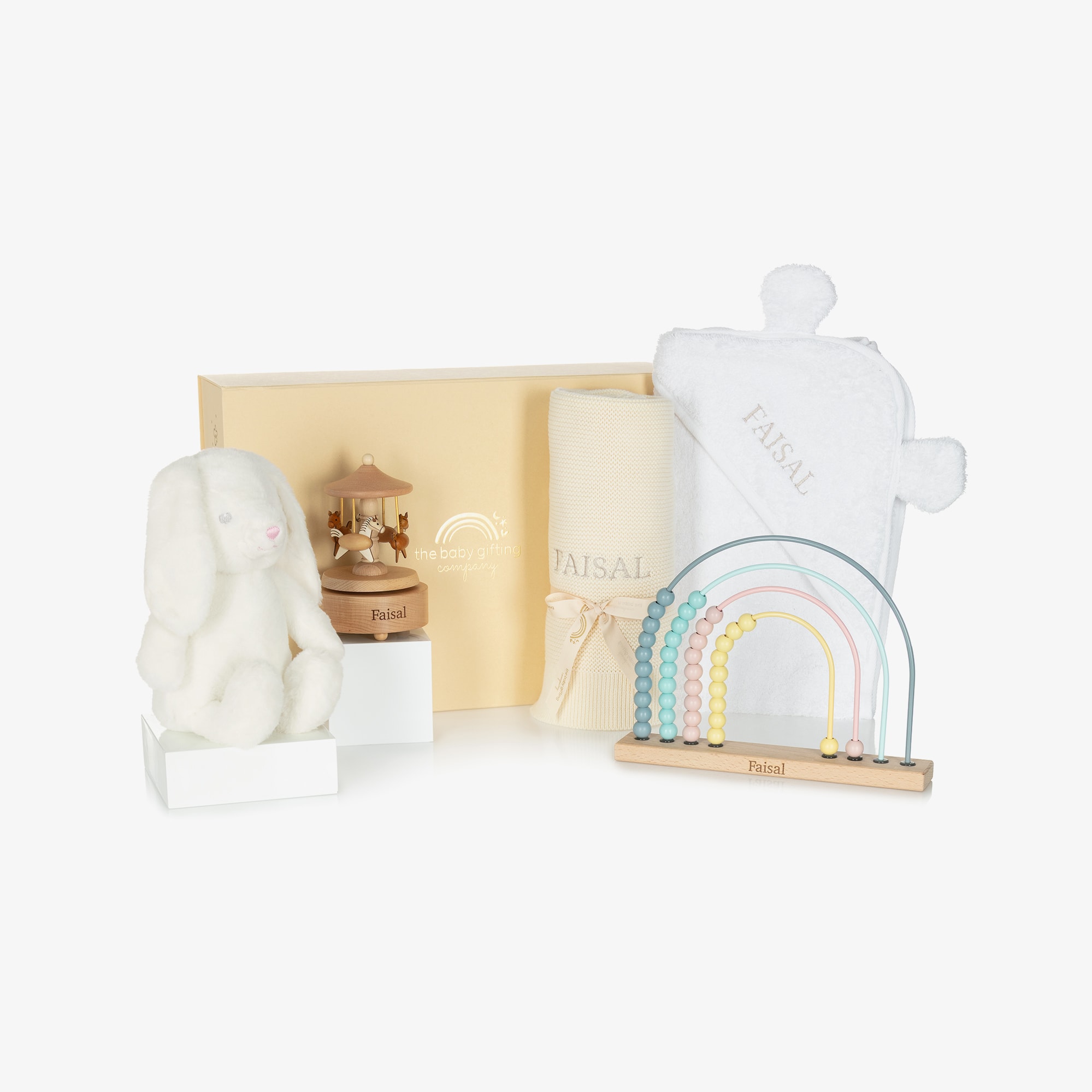 Ivory Ultimate Rainbow Cuddle Personalised Baby Gift Set - View 1