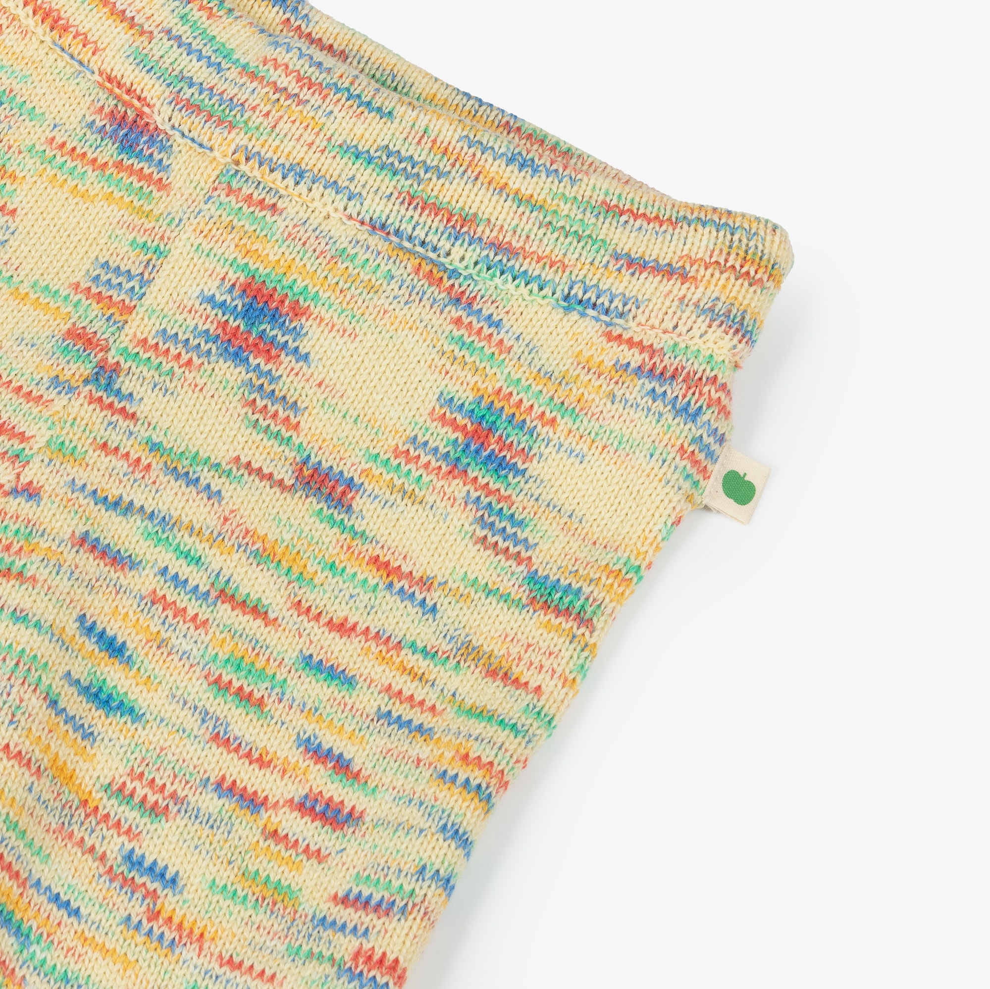 Ivory Organic Cotton Knit Trousers with Colourful Pattern - View 3