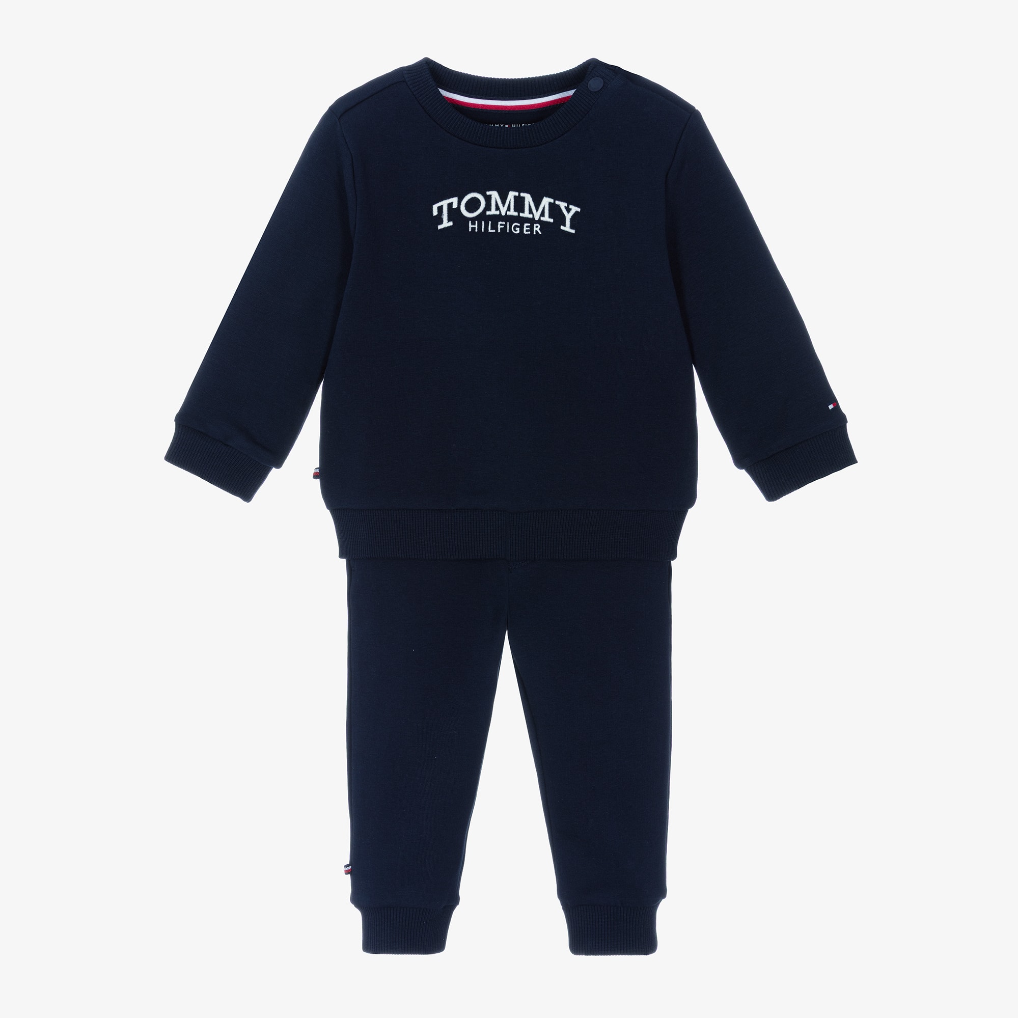 Aqua Blue Cotton Embroidered Logo Tracksuit - View 1