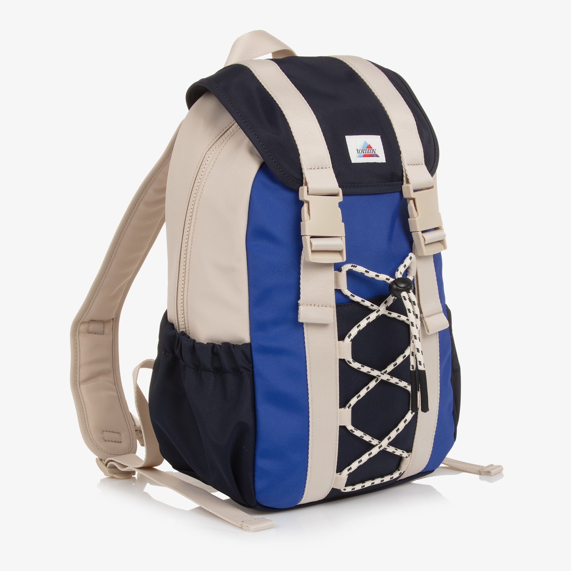 Beige & Blue Colourblock Backpack (38cm) - View 3