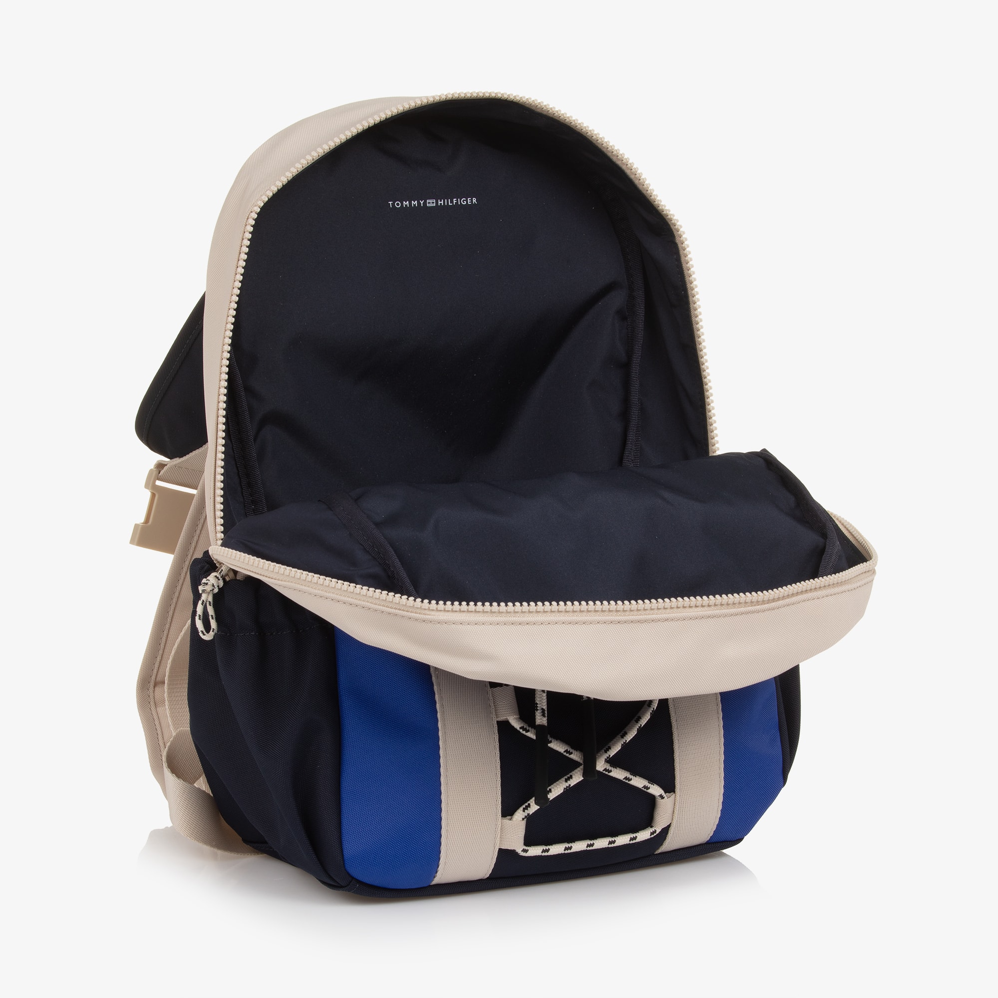 Beige & Blue Colourblock Backpack (38cm) - View 5