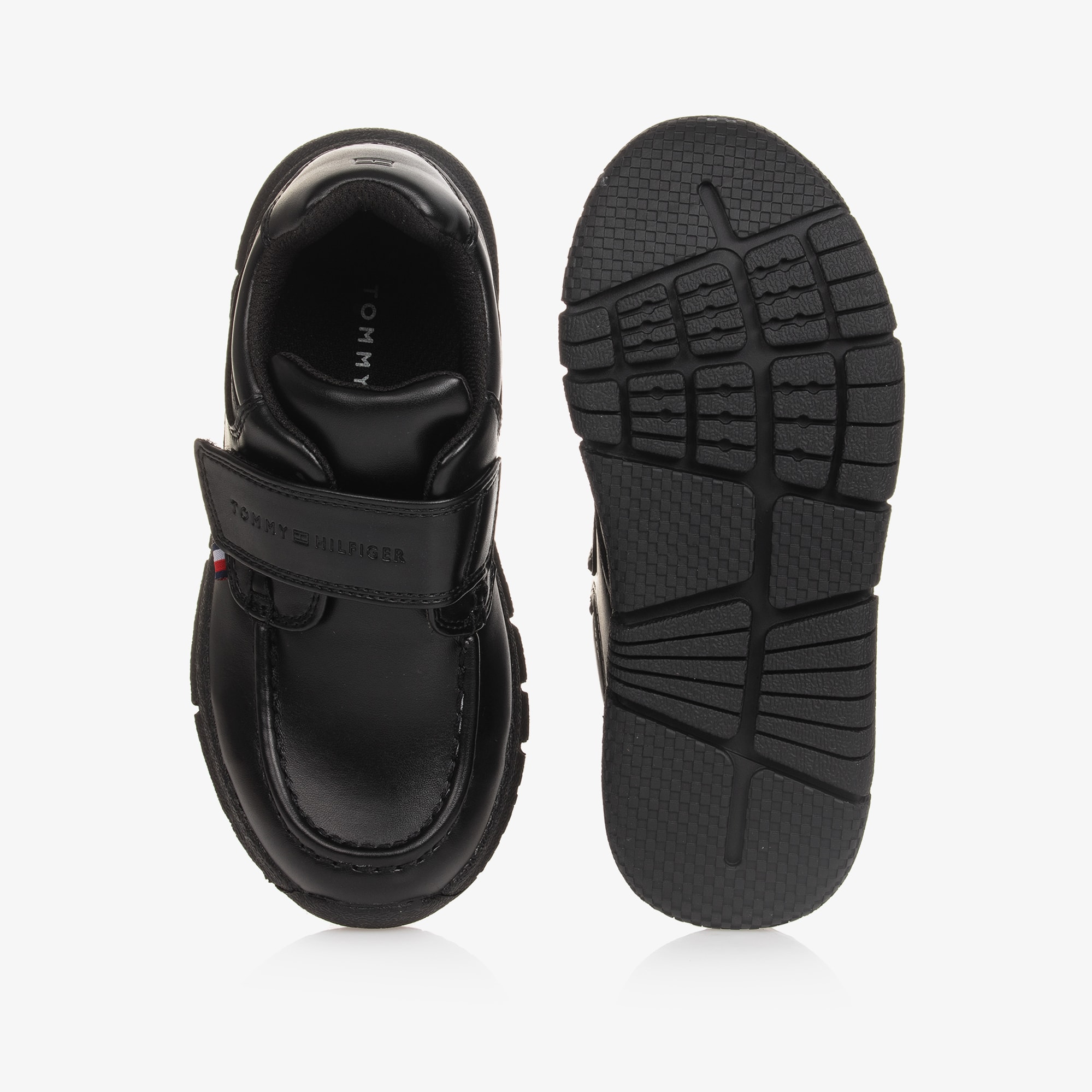 Boys Black Faux Leather Velcro Shoes - View 3
