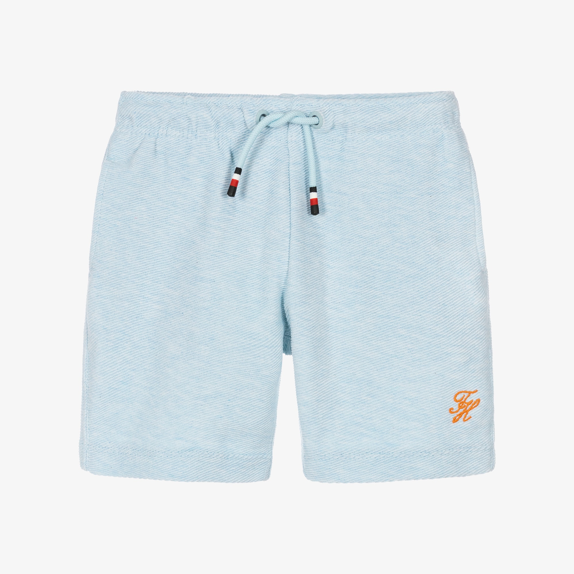 Boys Pale Blue Ribbed Jersey Shorts - View 1