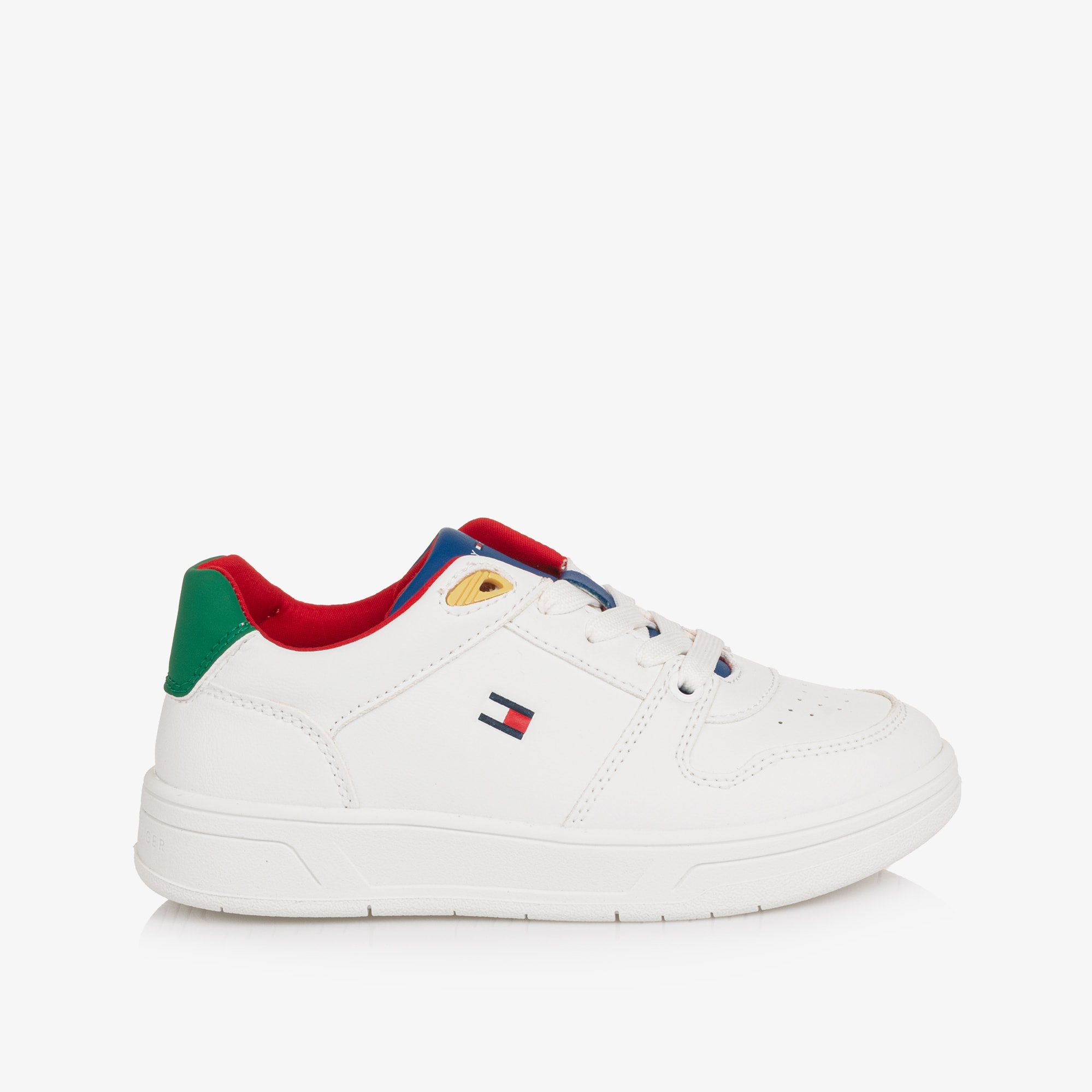 Boys White Colourblock Leather Lace-Up Trainers - View 4