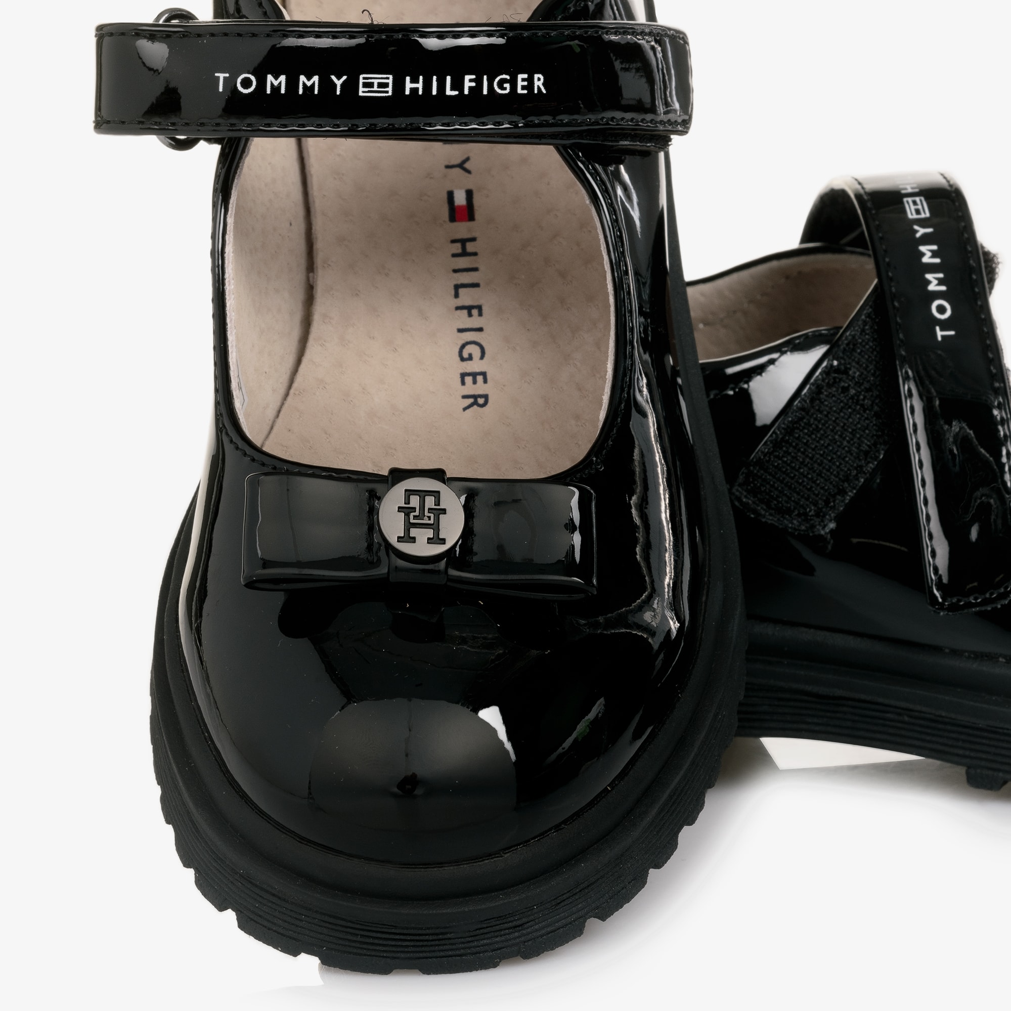 Girls Black Patent Velcro Shoes - View 5