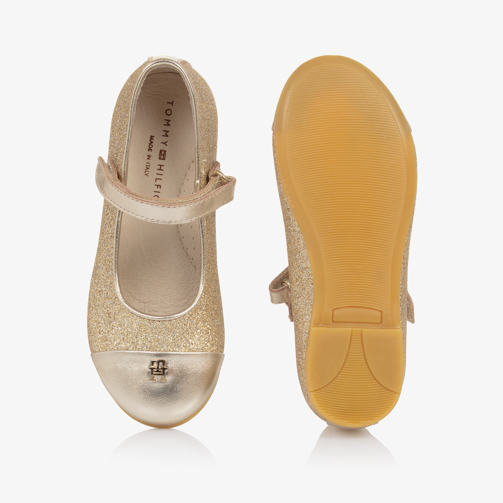 Girls Glittery Gold Leather Shoes - View 3