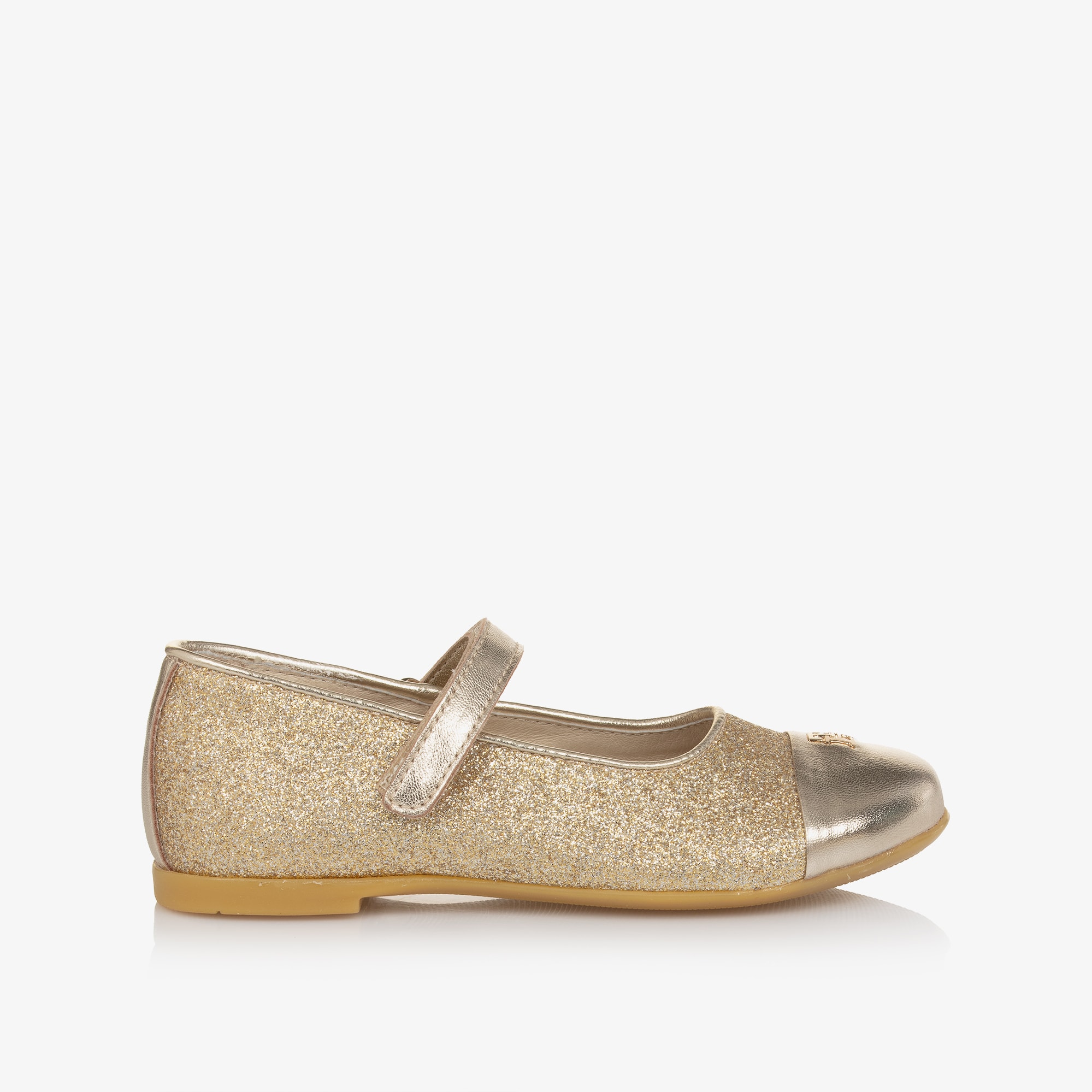 Girls Glittery Gold Leather Shoes - View 4