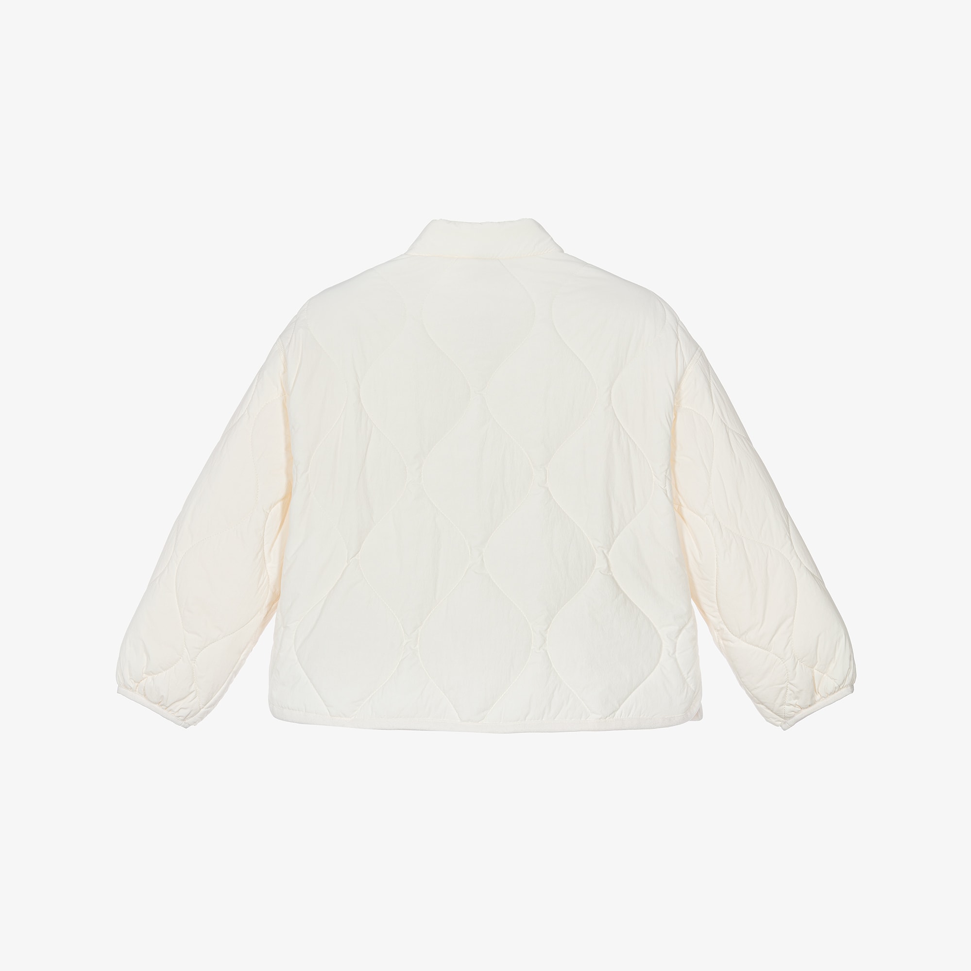 Girls Ivory Quilted Jacket with Pockets - View 2