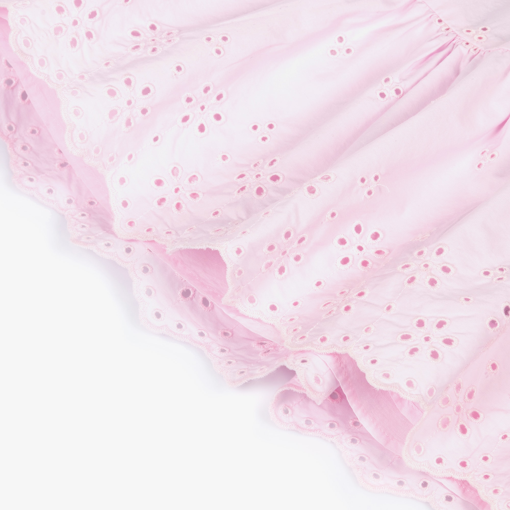 Girls Pink Broderie Anglaise Cotton Dress - View 3