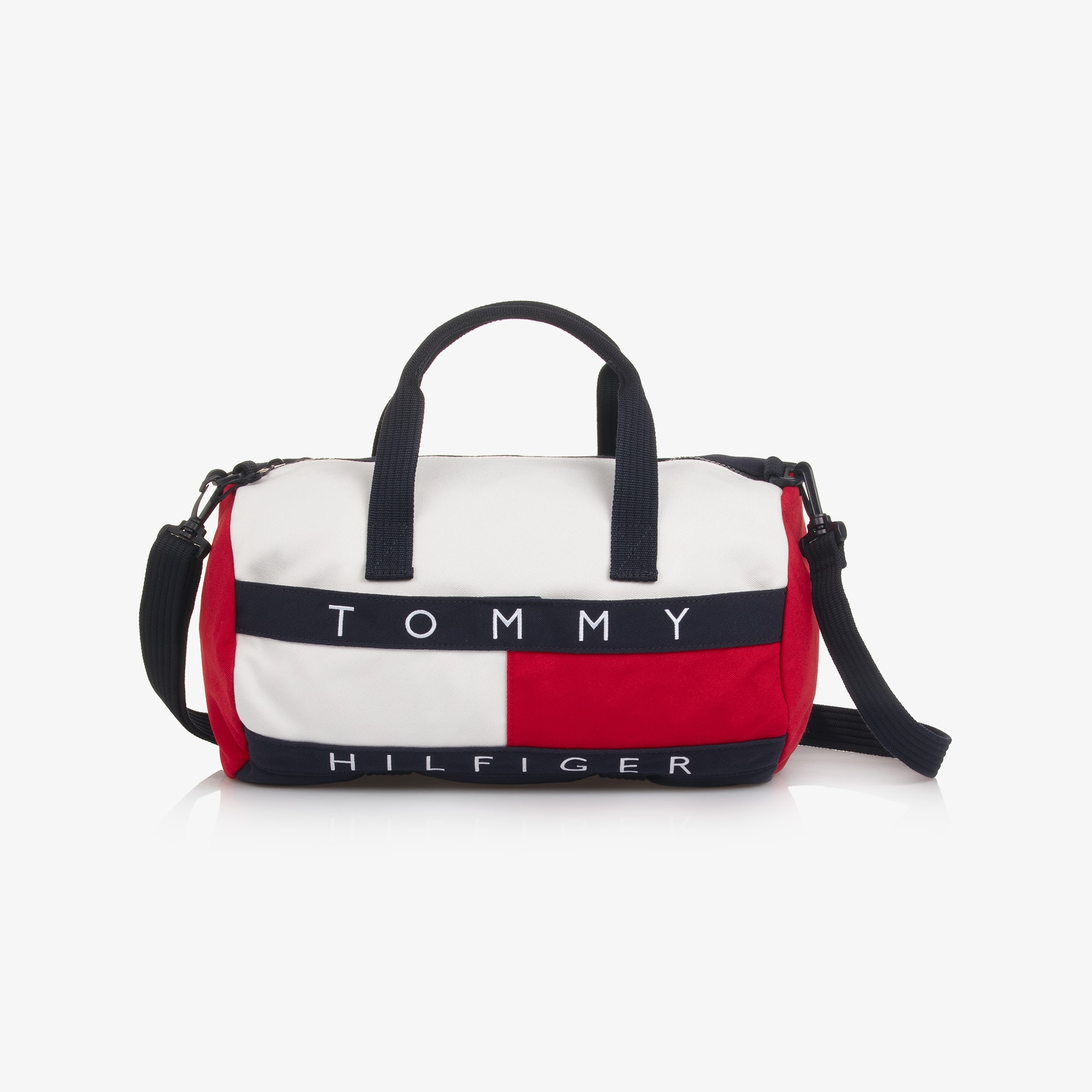Navy Blue & White Canvas Flag Logo Sports Bag (36cm) - View 1