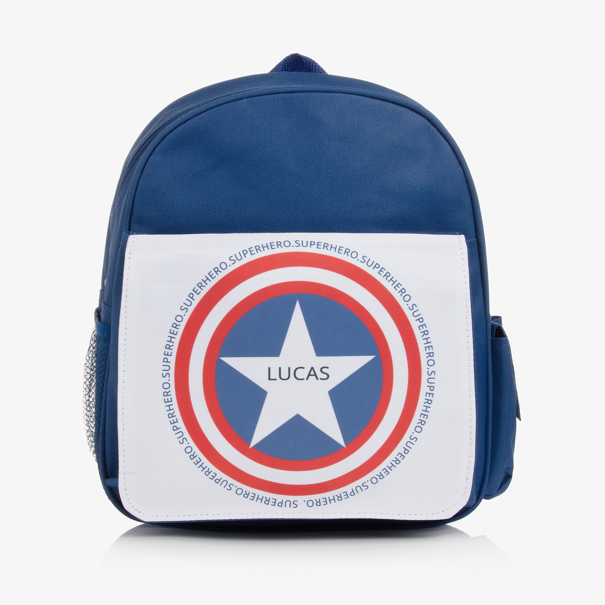 Blue Personalised Superhero Backpack (31cm) - View 1