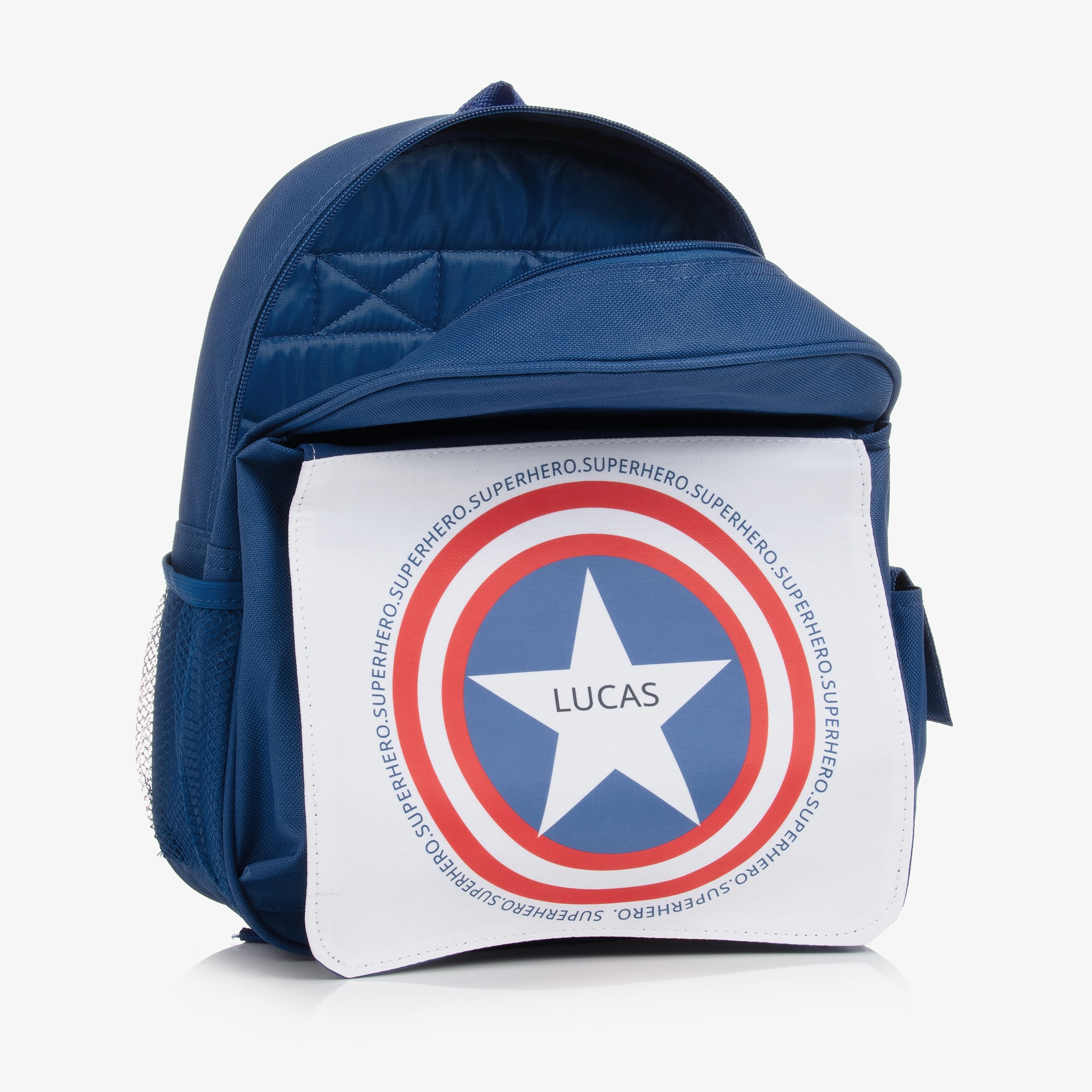 Blue Personalised Superhero Backpack (31cm) - View 5