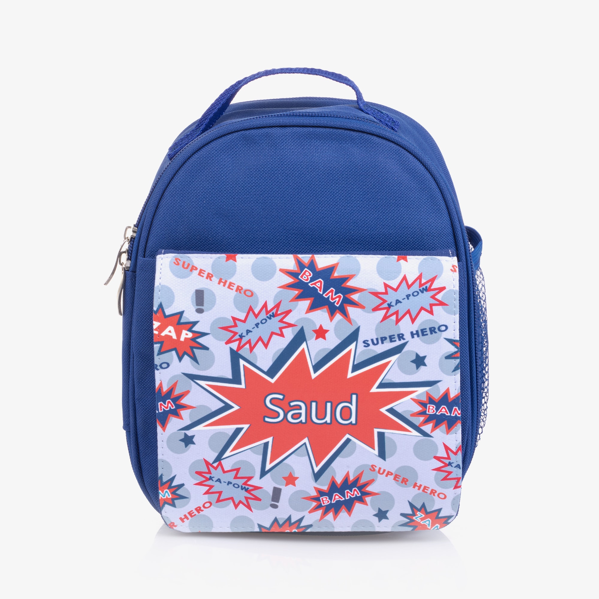 Blue Personalised Superhero Lunch Bag (24cm) - View 1