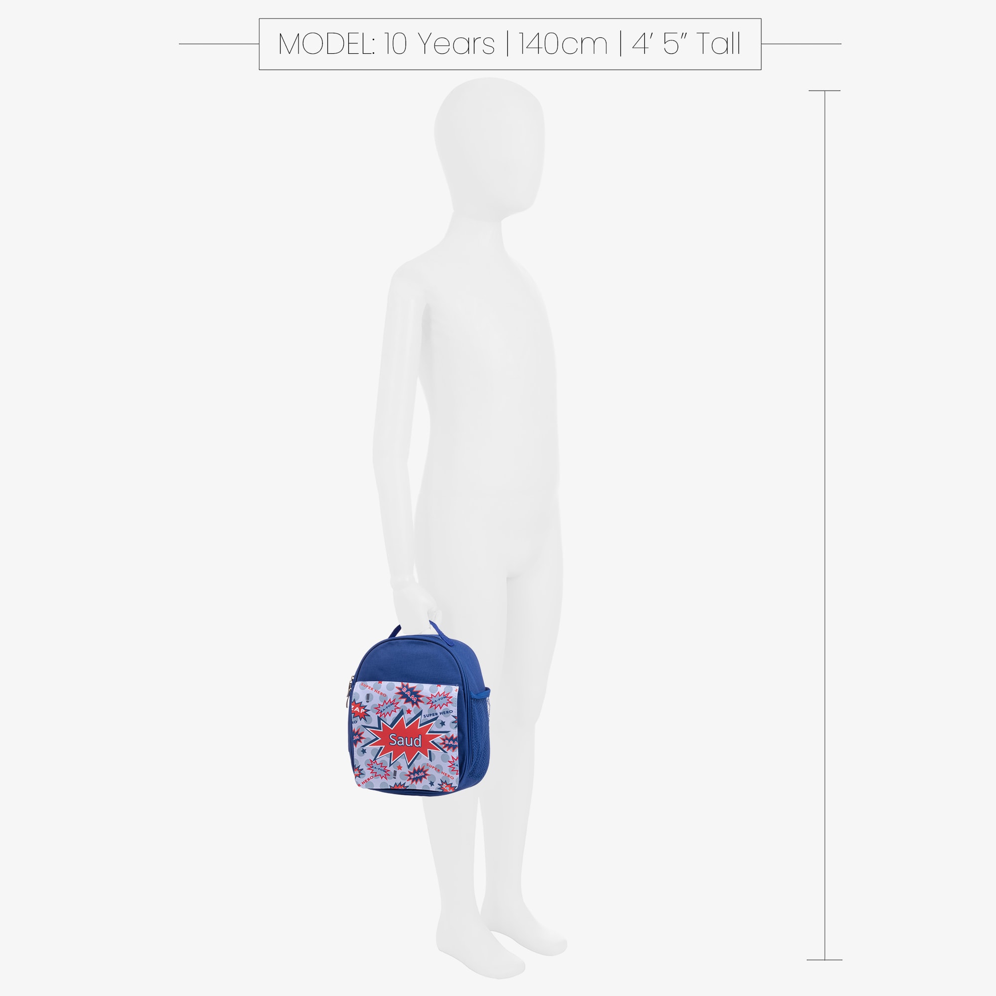 Blue Personalised Superhero Lunch Bag (24cm) - View 2
