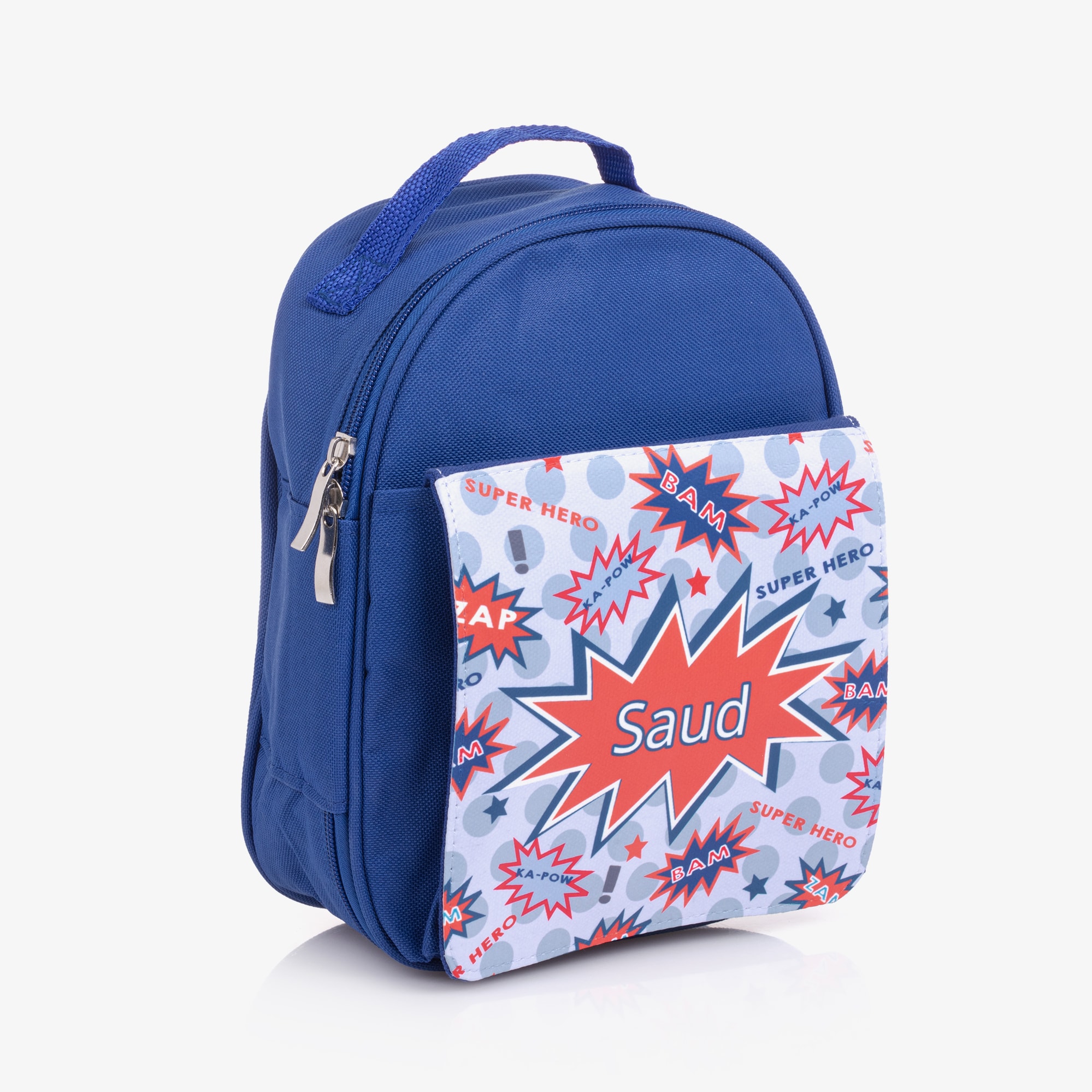 Blue Personalised Superhero Lunch Bag (24cm) - View 3