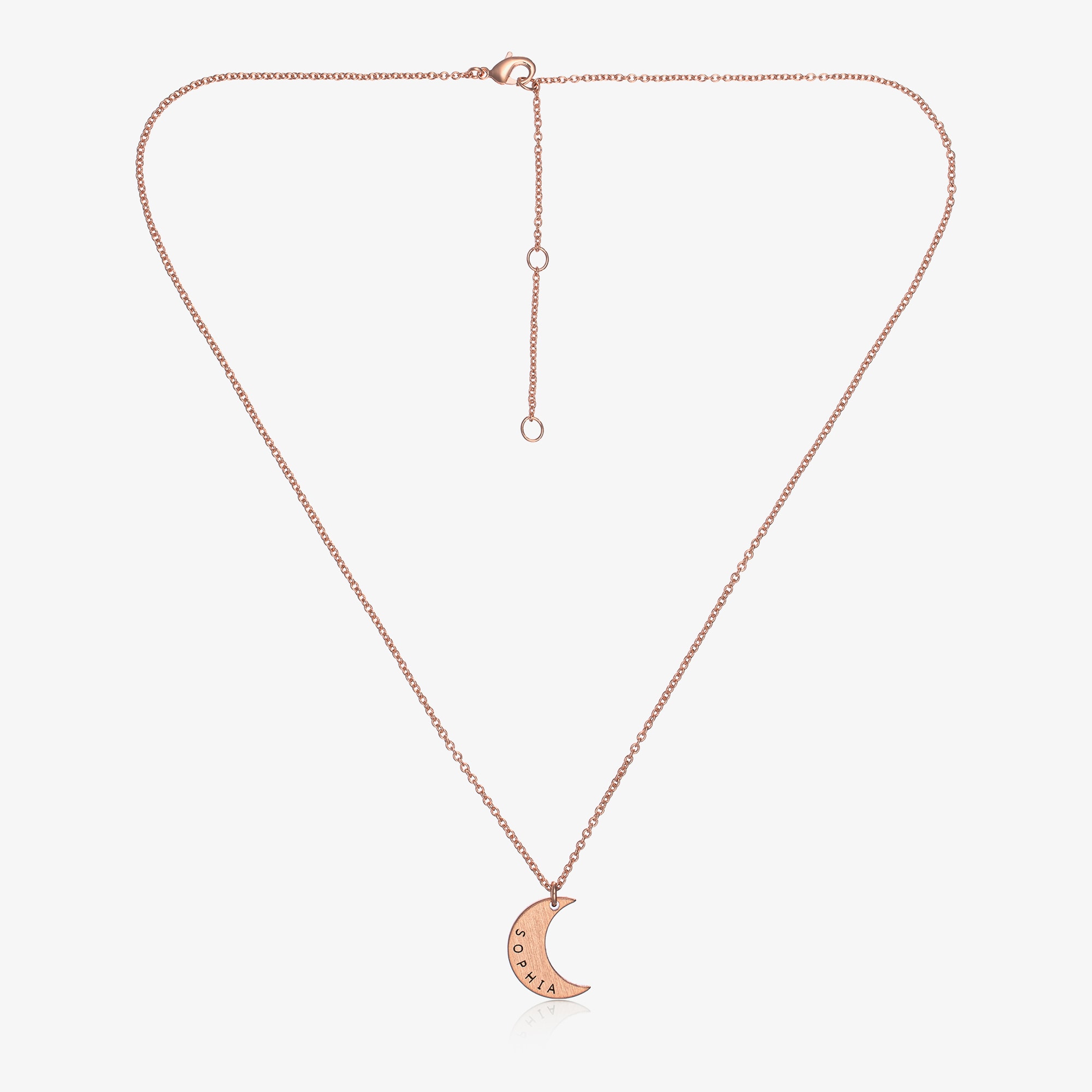 Personalised Rose Gold Plated Moon Necklace (46cm) - View 3