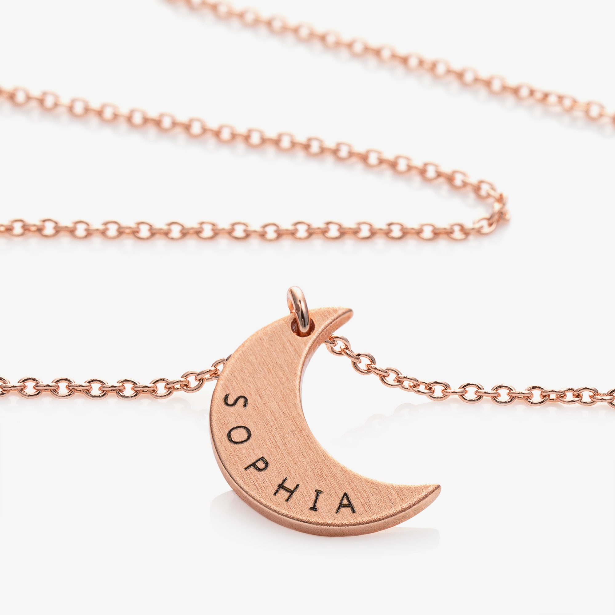 Personalised Rose Gold Plated Moon Necklace (46cm) - View 4
