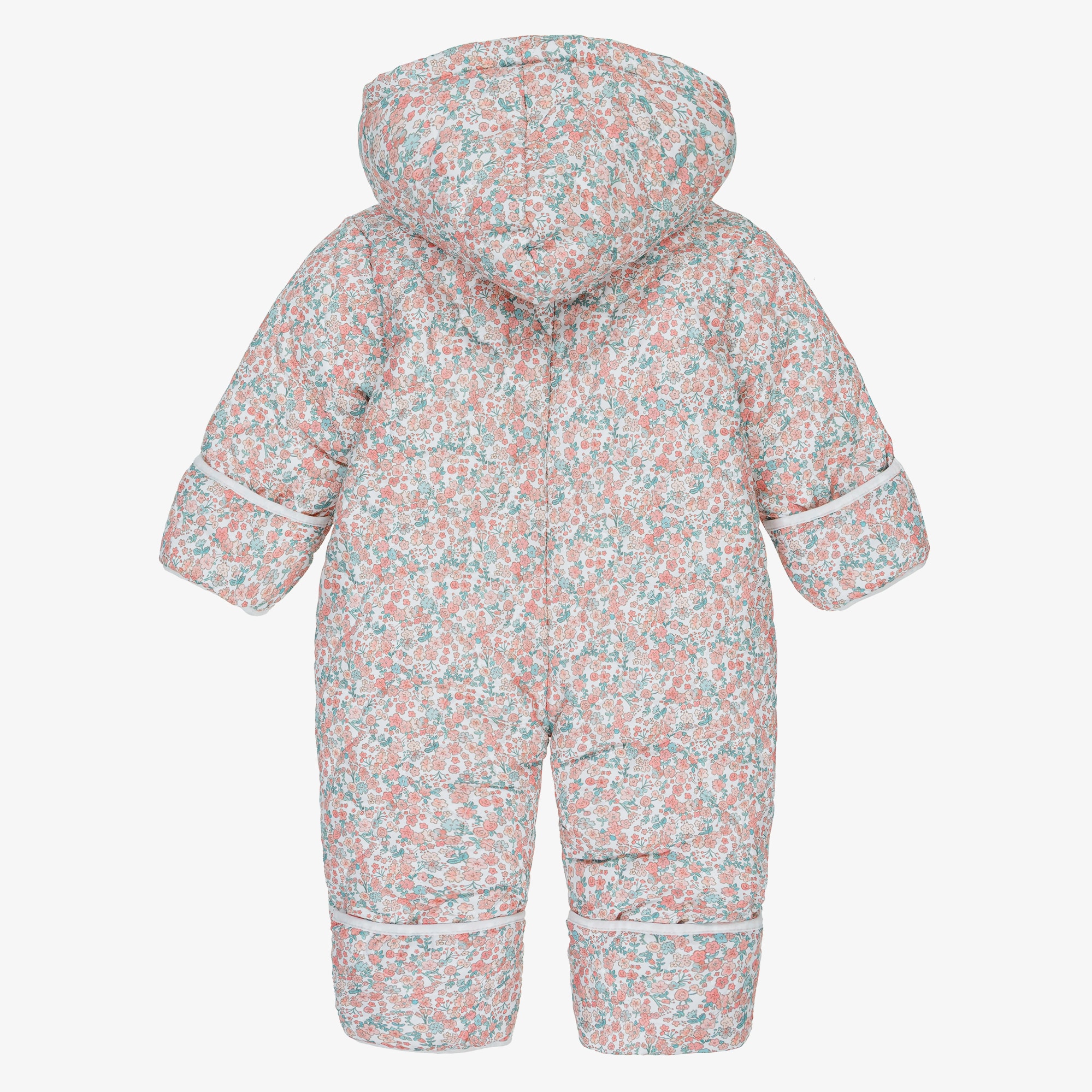 Baby Girls Pink Floral Quilted Snowsuit - View 3