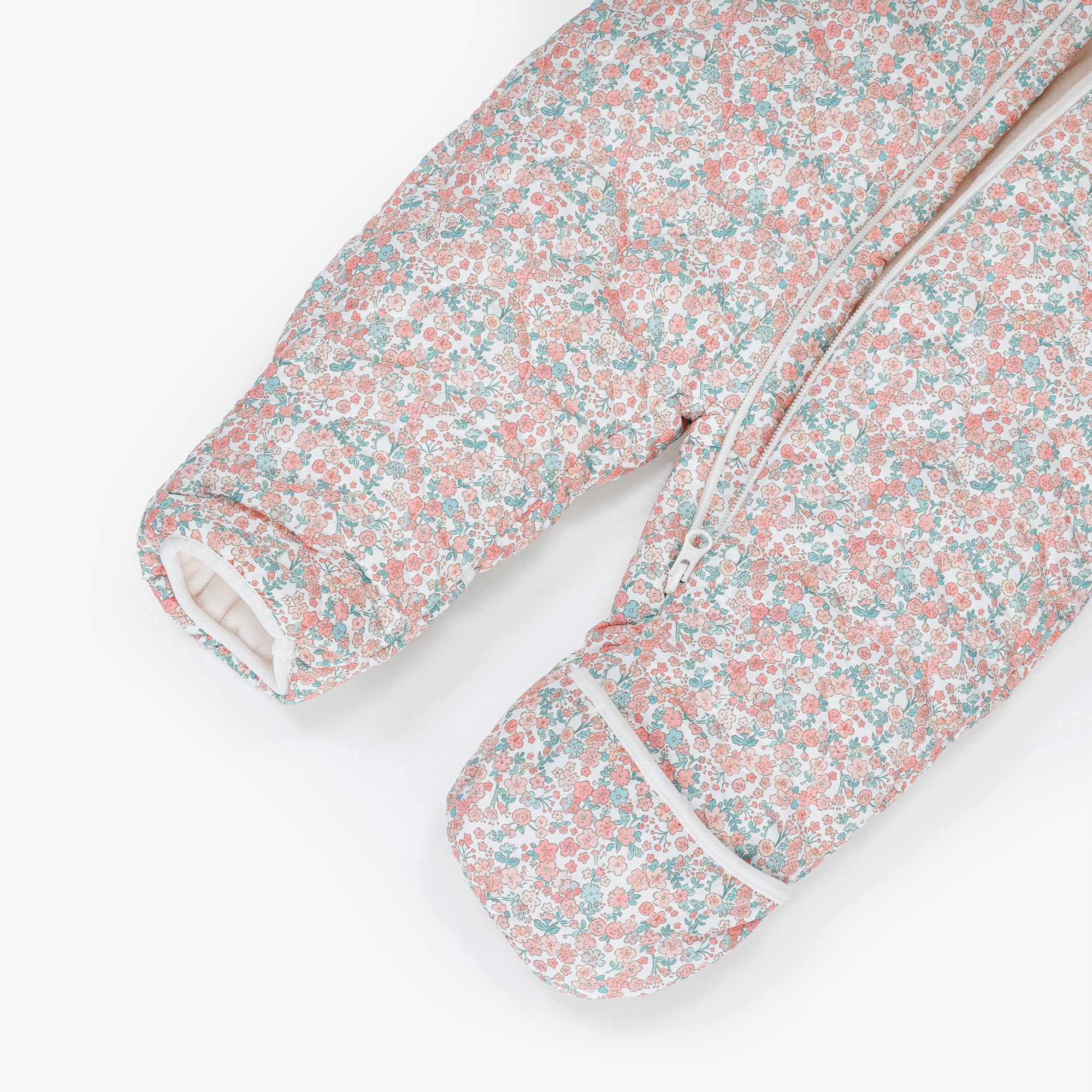 Baby Girls Pink Floral Quilted Snowsuit - View 6