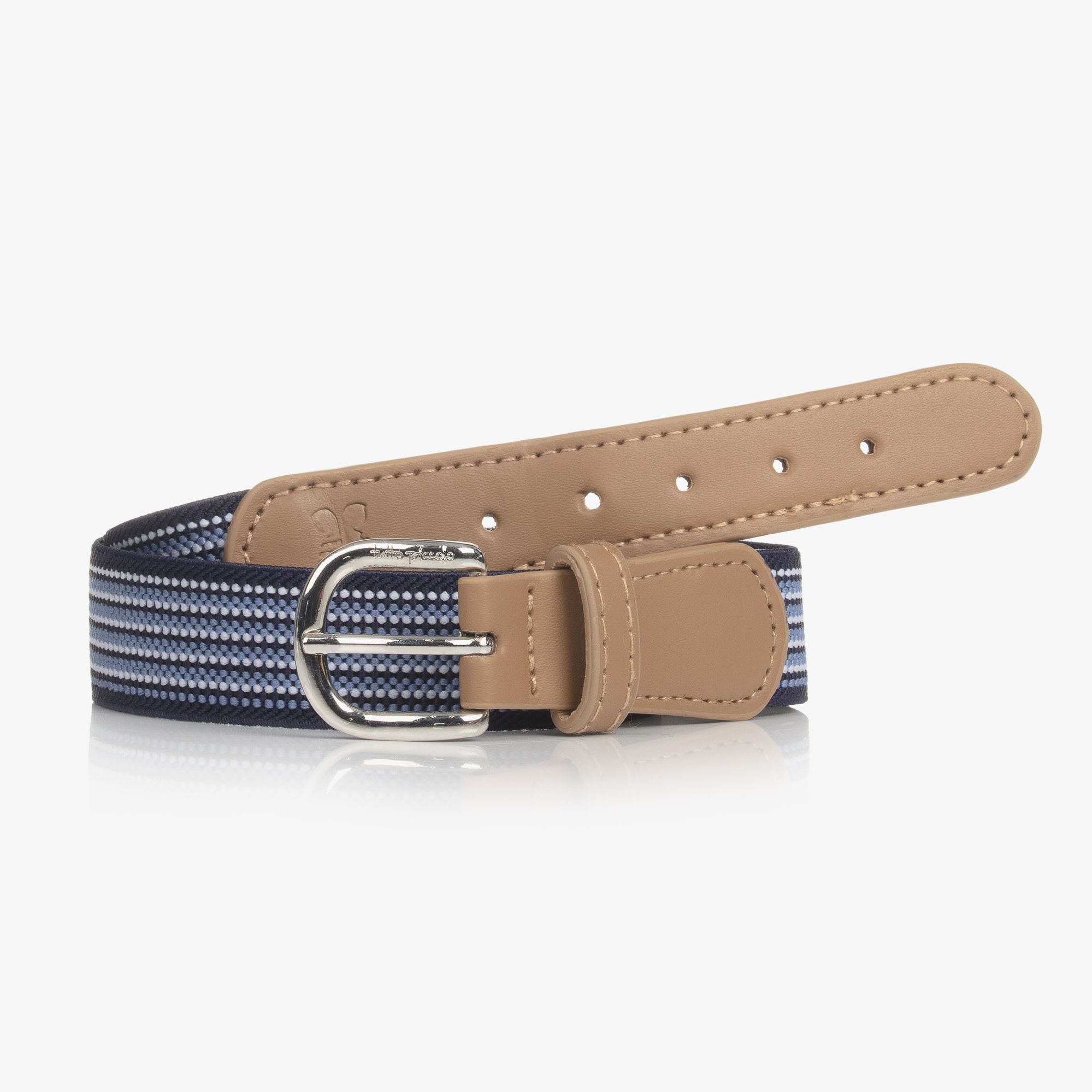 Boys Blue Striped Elasticated Belt - View 1