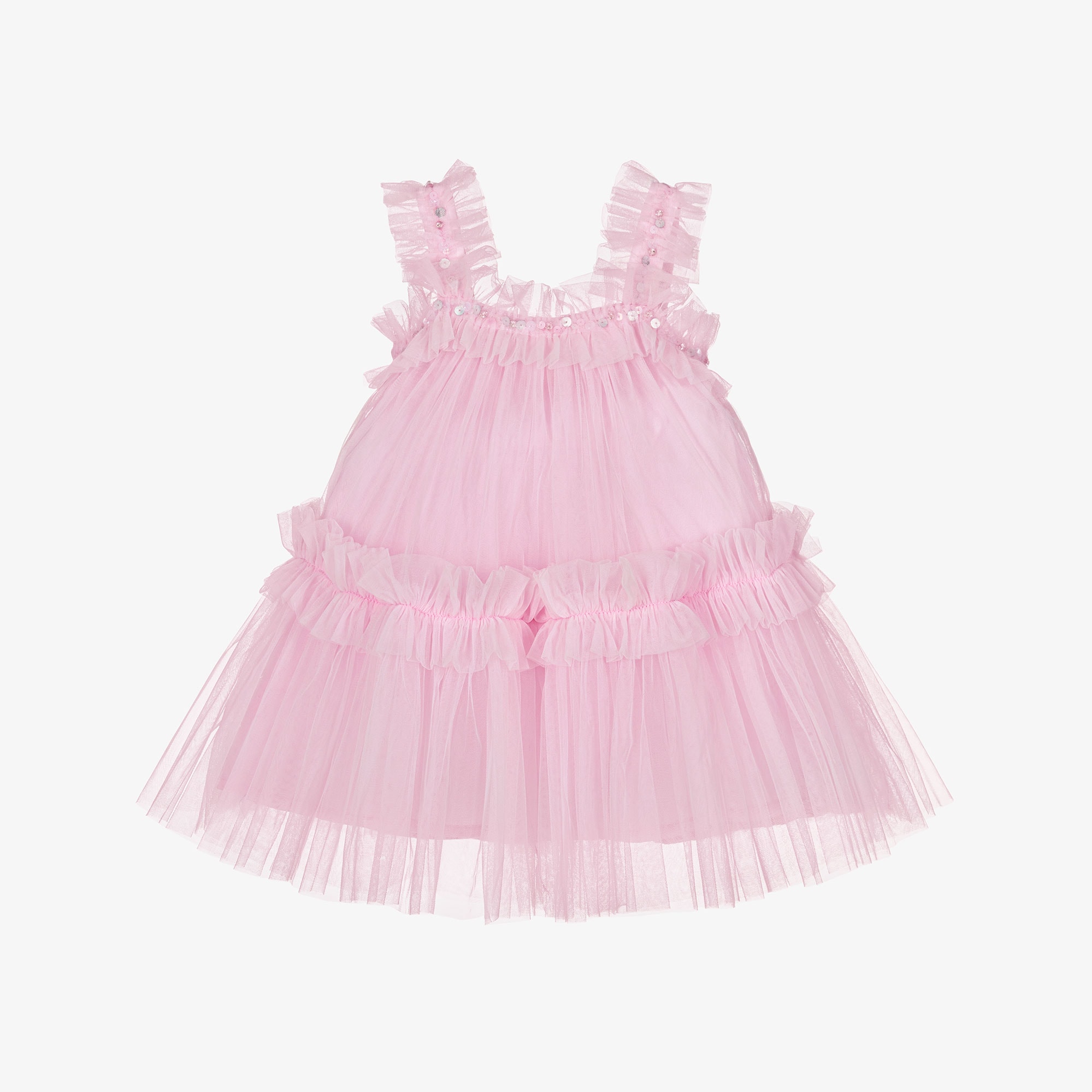 Baby Girls Pink Sleeveless Tulle Dress - View 1