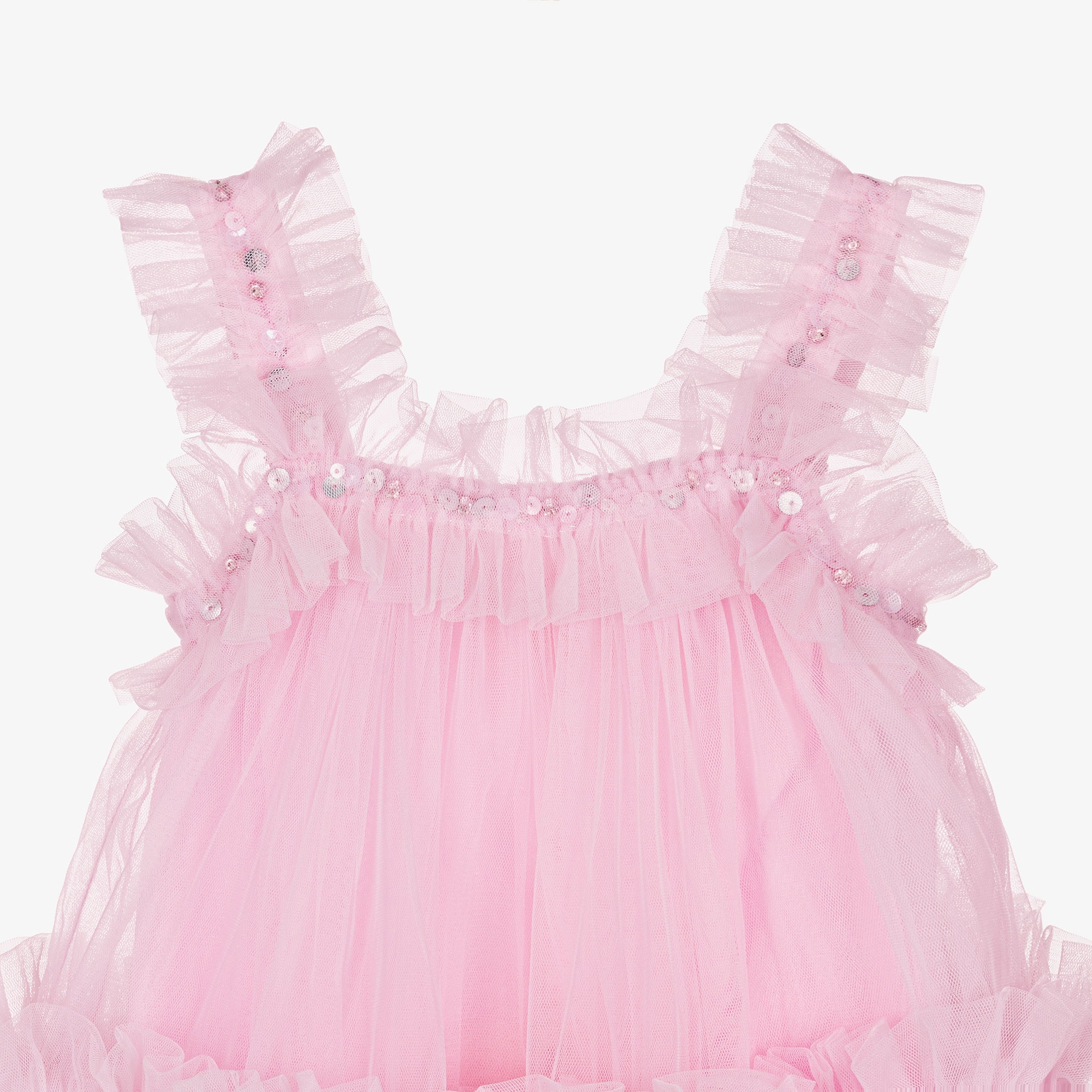 Baby Girls Pink Sleeveless Tulle Dress - View 5
