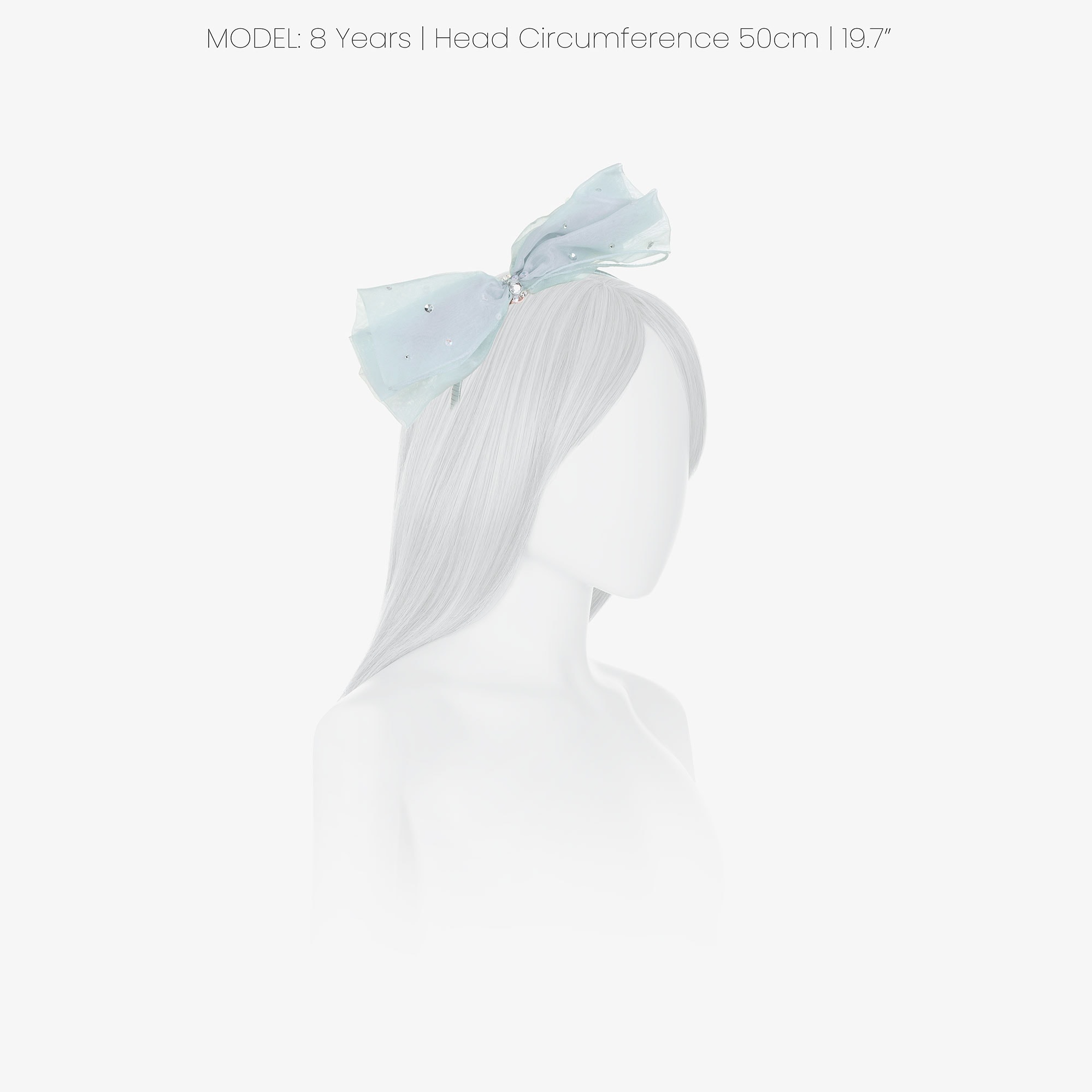 Girls Blue Organza Bow Hairband with Sequins - View 2