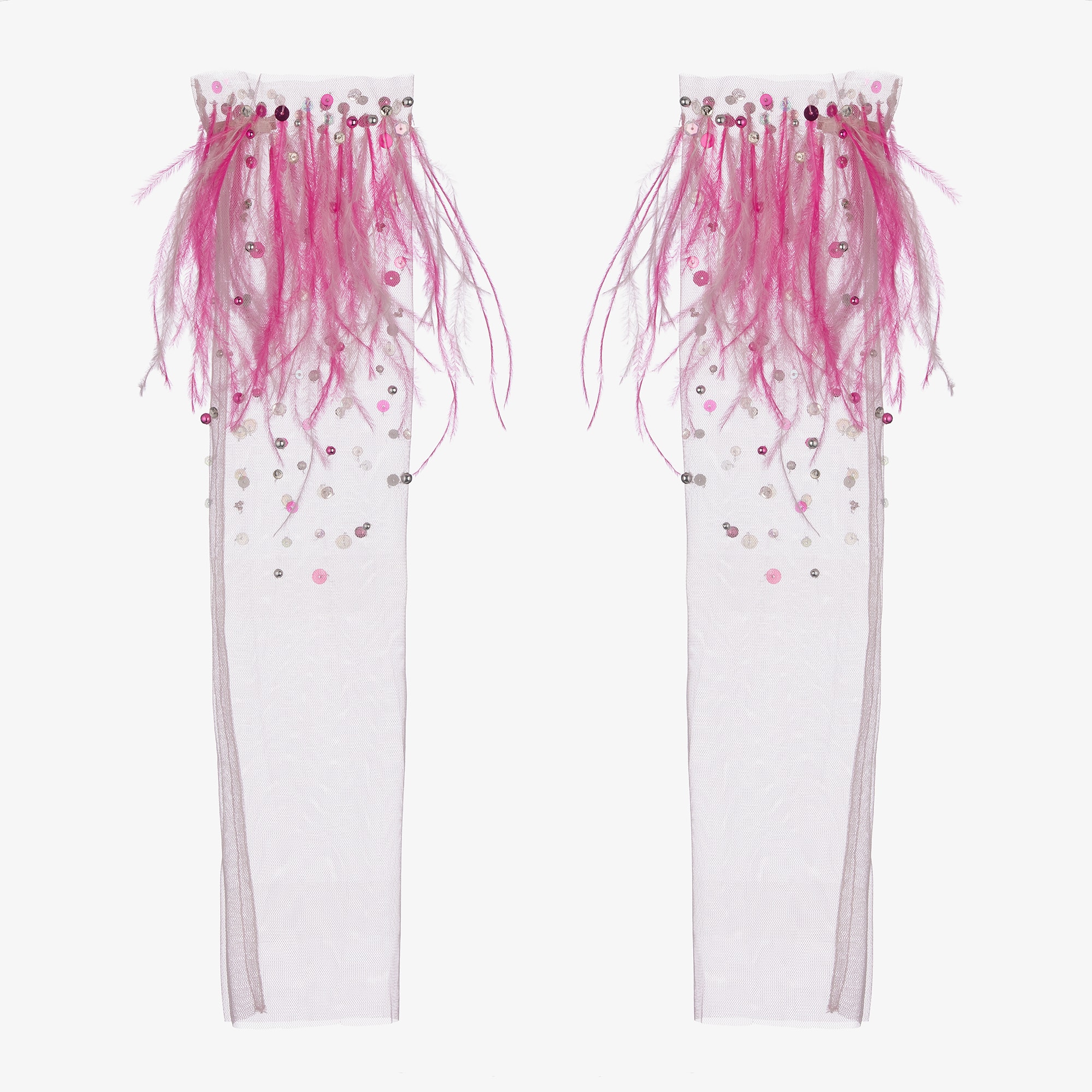 Girls Pink Flamingo Footless Stockings - View 1