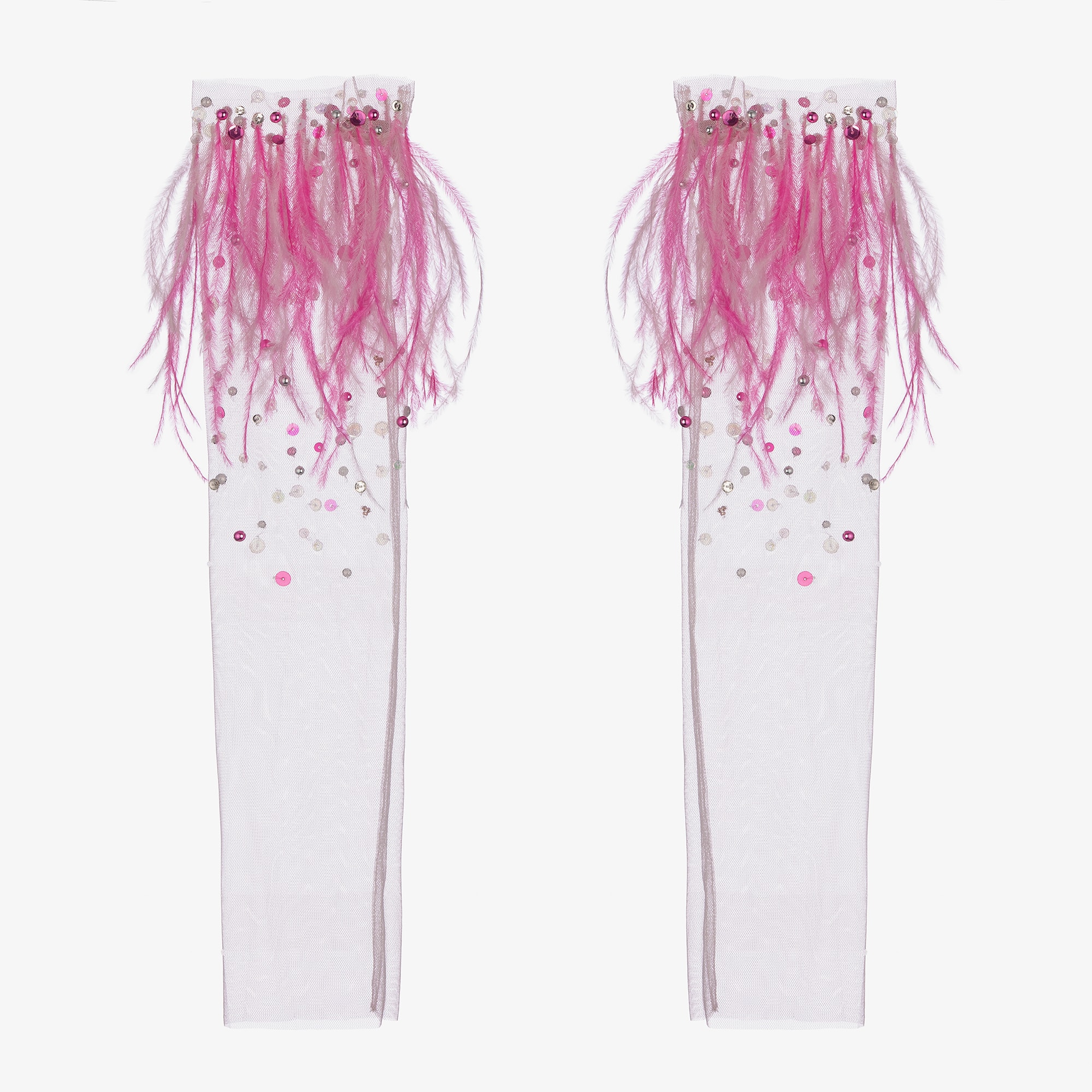 Girls Pink Flamingo Footless Stockings - View 2