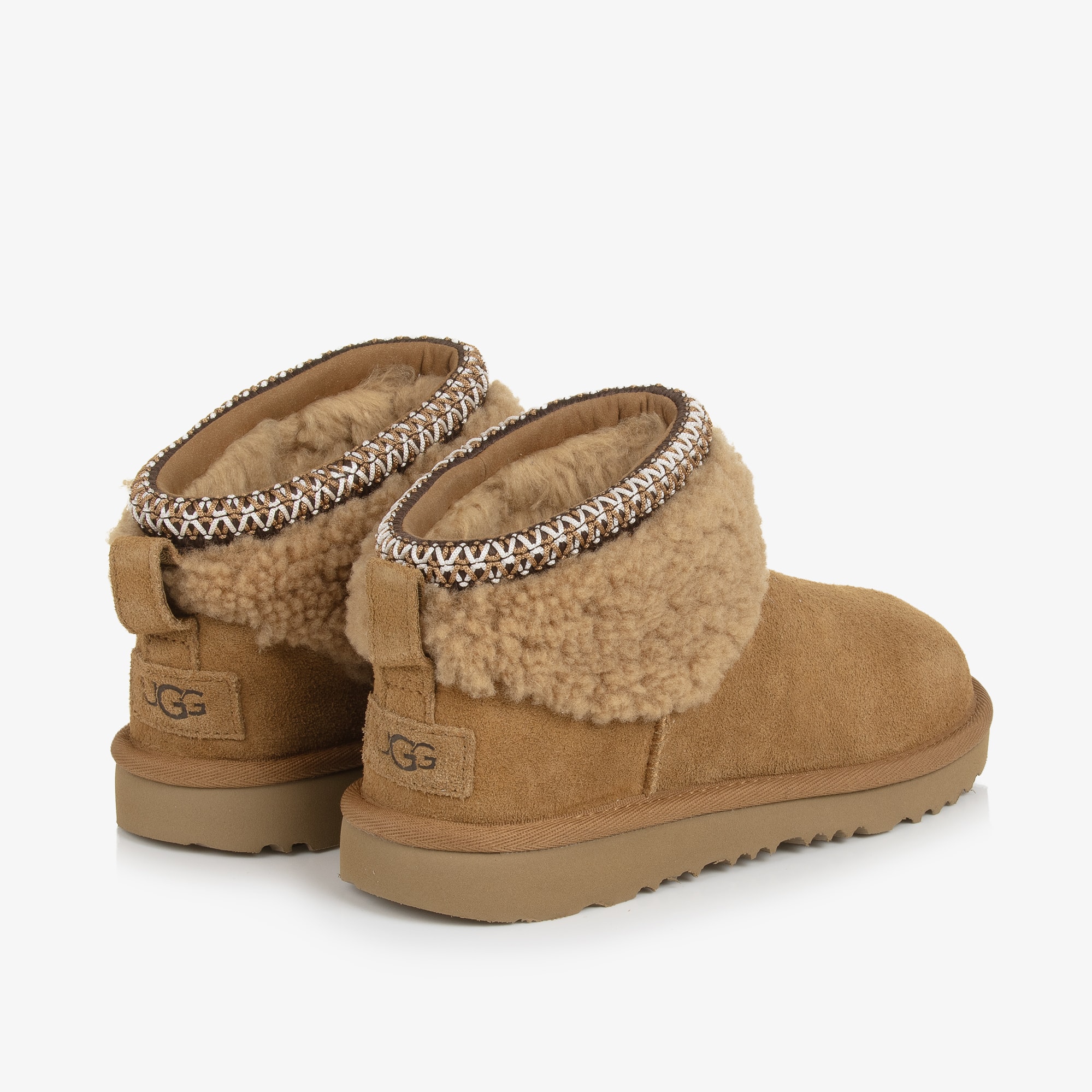 Chestnut Brown Suede Classic Ultra Mini Maxi Curly Boots - View 2