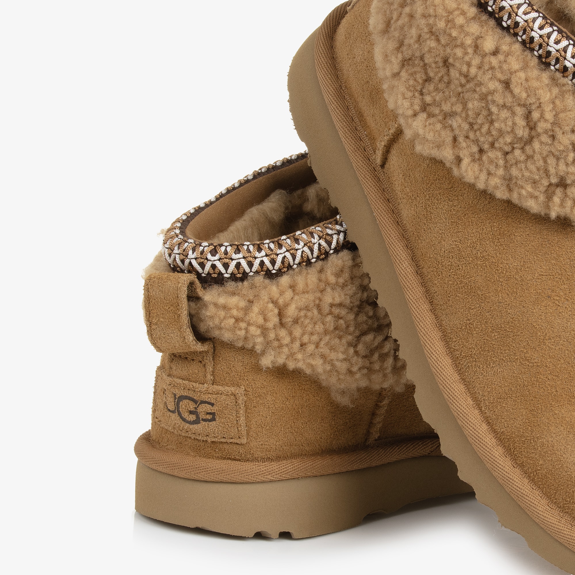Chestnut Brown Suede Classic Ultra Mini Maxi Curly Boots - View 5