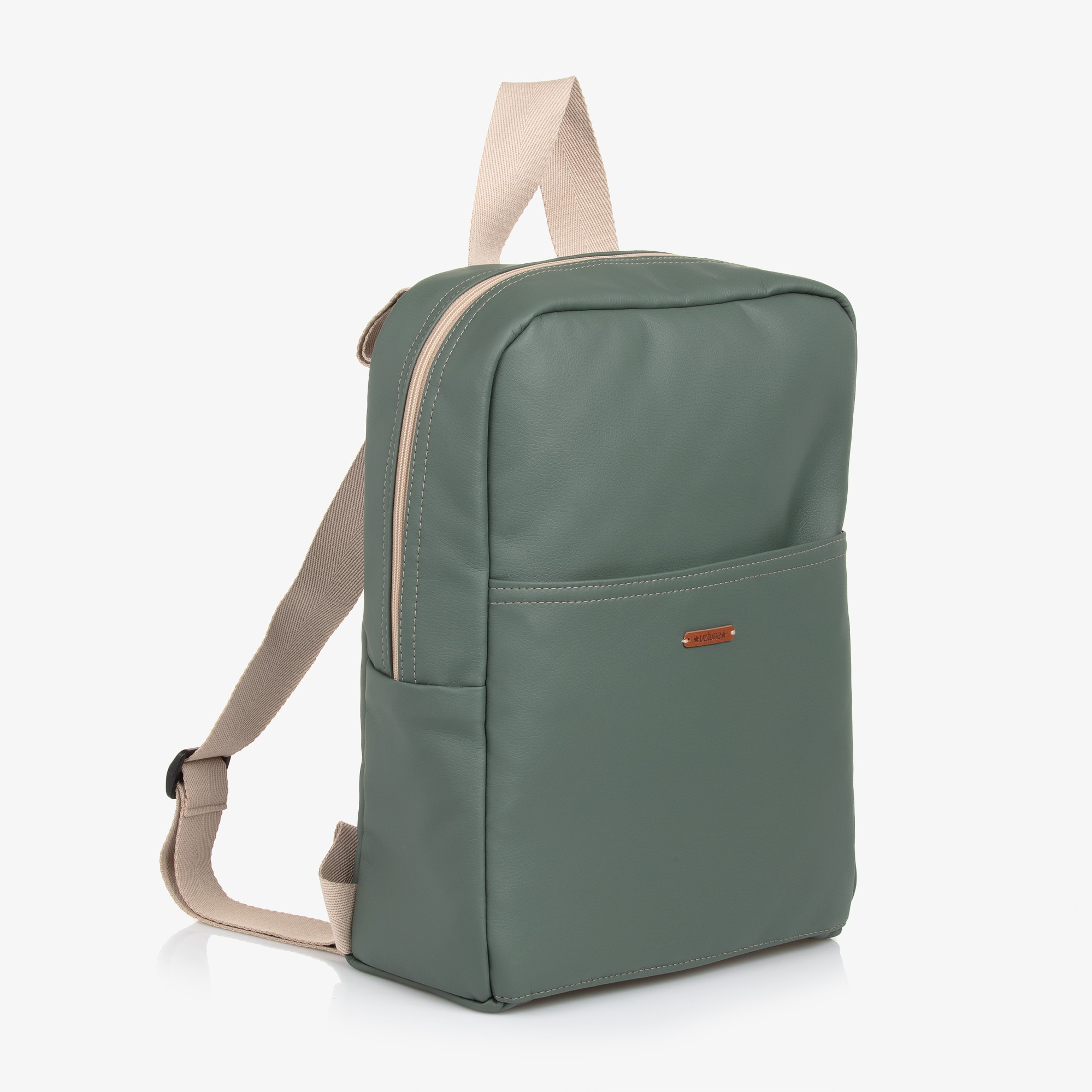 Green Faux Leather Changing Backpack (37cm) - View 3