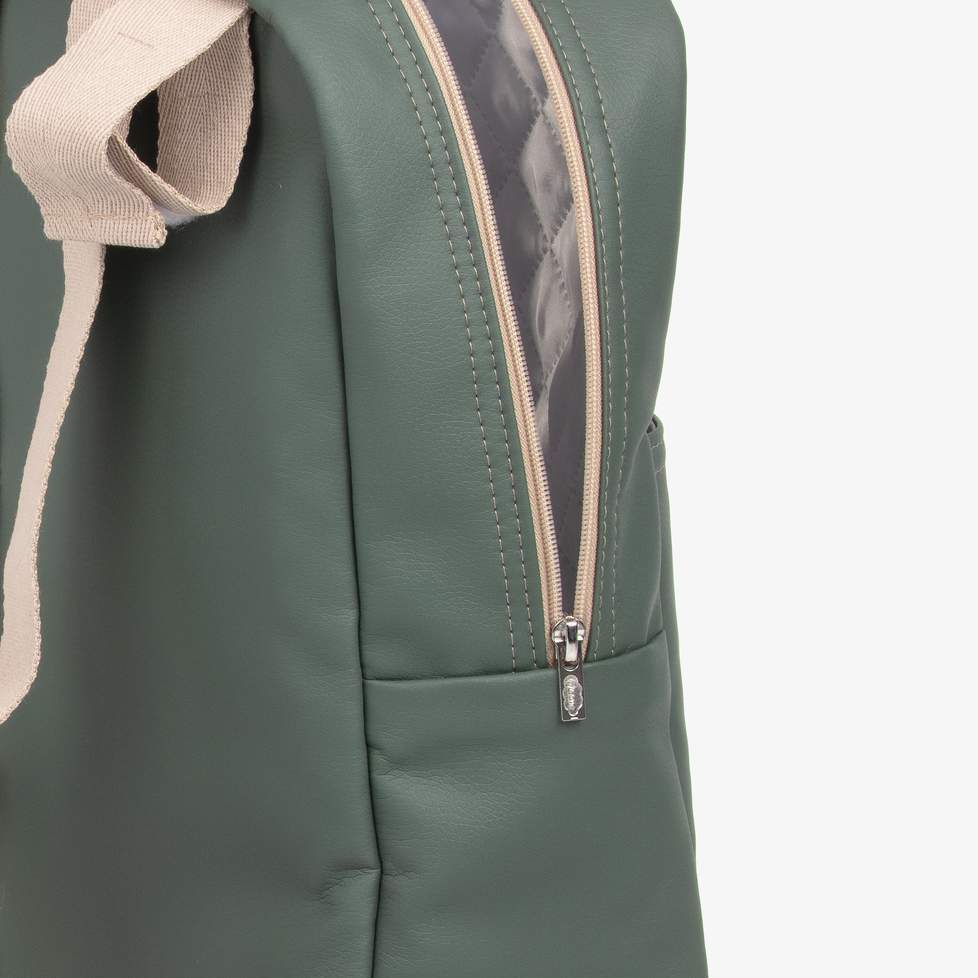 Green Faux Leather Changing Backpack (37cm) - View 6